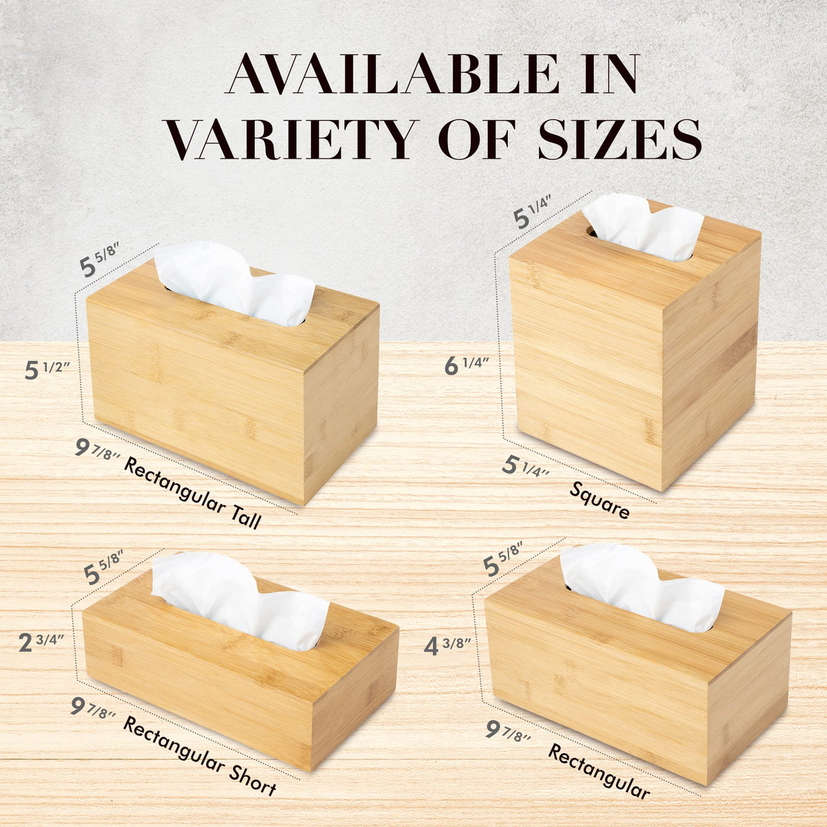 JUSK Design Tissue Box Holder - Modern, Minimalist, and Durable Wooden Tissue Box with Sliding Bottom, Easy-Refill- Premium-Quality Bamboo Tissue Box Cover, Fits 120-Count Box, Short Rectangular