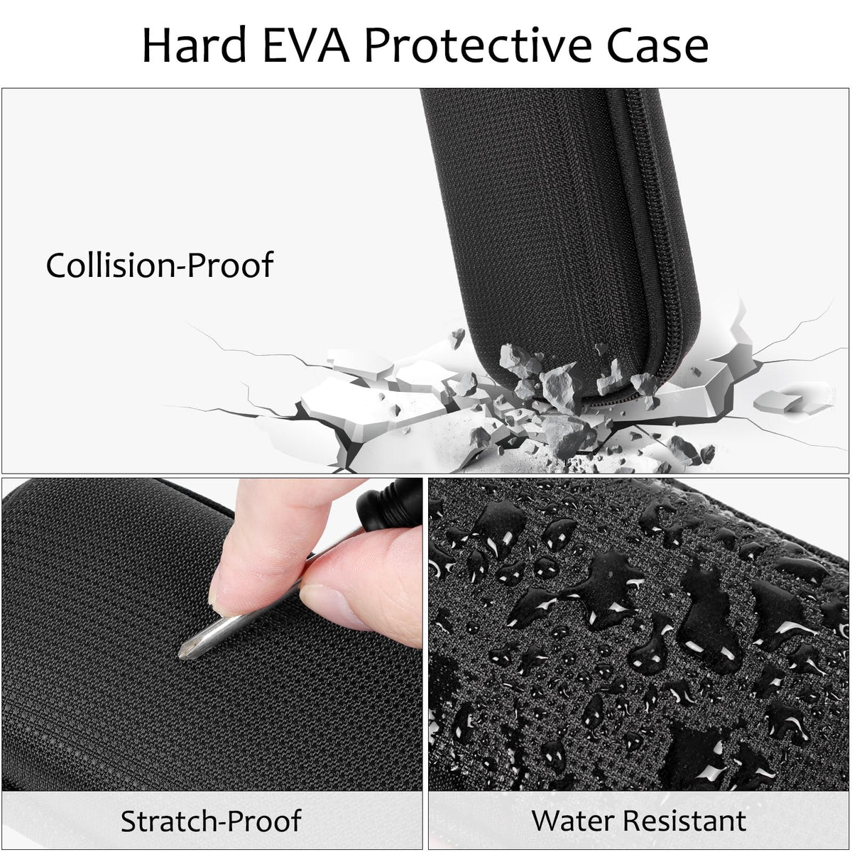 WOMACO Hard Glasses Case, Hard-Shell Double Eyeglasses Case for 2 Storage Scratchproof Dual Sunglasses Box for Women Men (Black, One Size)