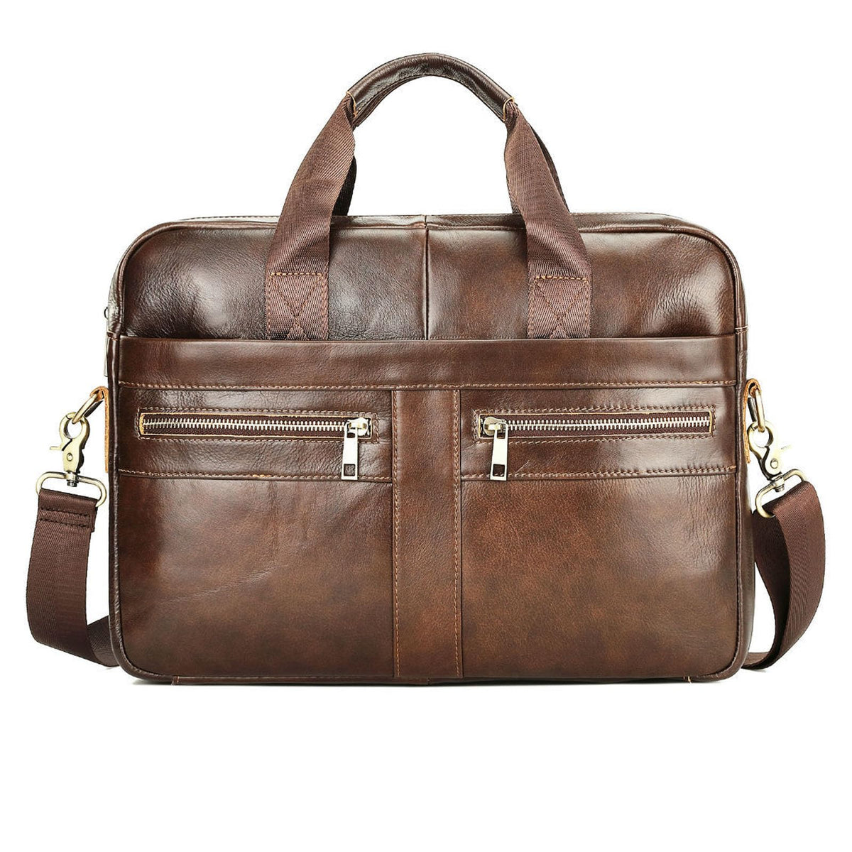 Messenger Bag for Men 15.6" Vintage Leather Waterproof Laptop Briefcase Computer Laptop Bag Shoulder Bag for Office Business (Brown)