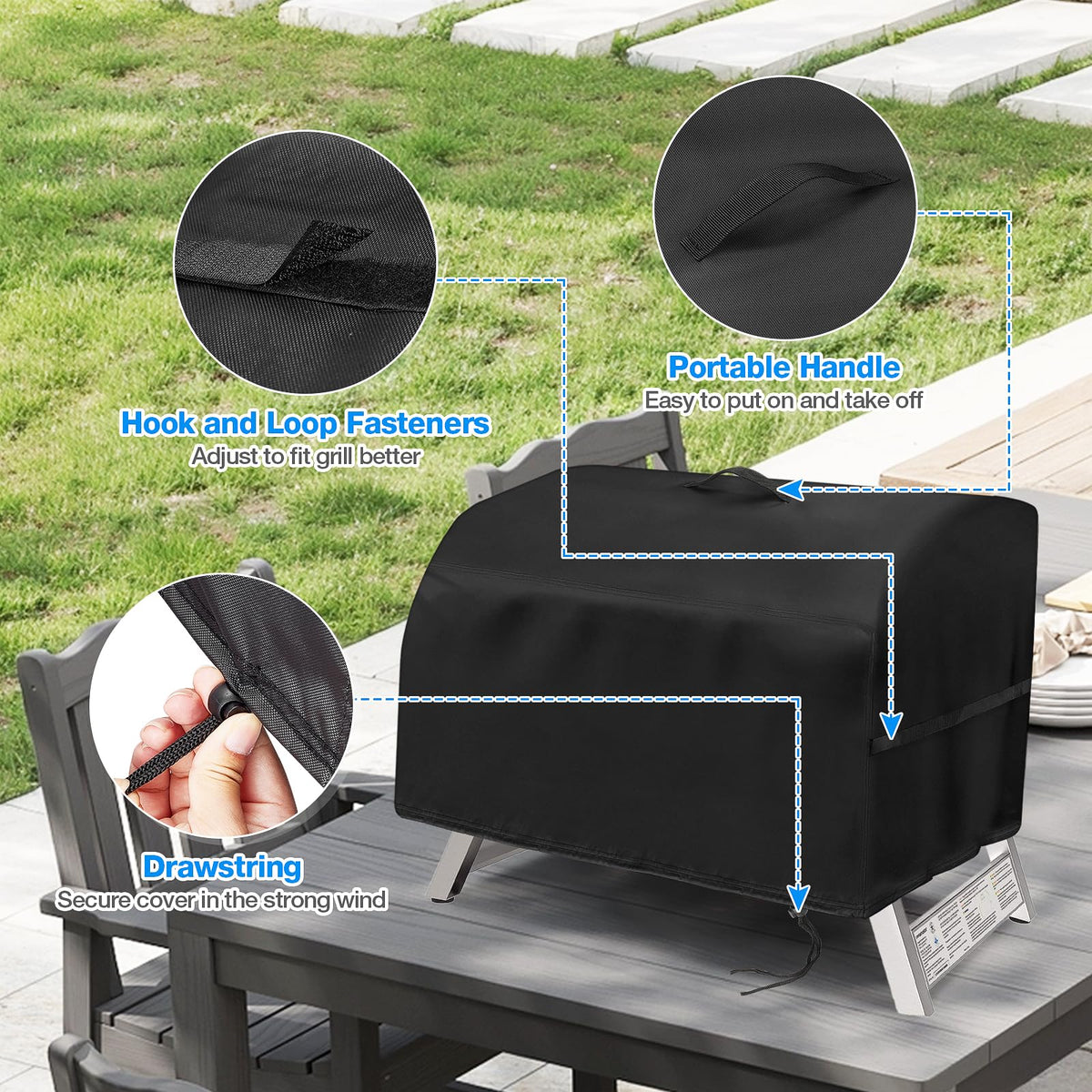 Jungda Grill Cover for Char Broil Grill2Go X200 Portable Propane Gas Grill, Waterproof Small Table Top BBQ Grill Cover, Heavy Duty 600D Outdoor Tabletop Grill Cover