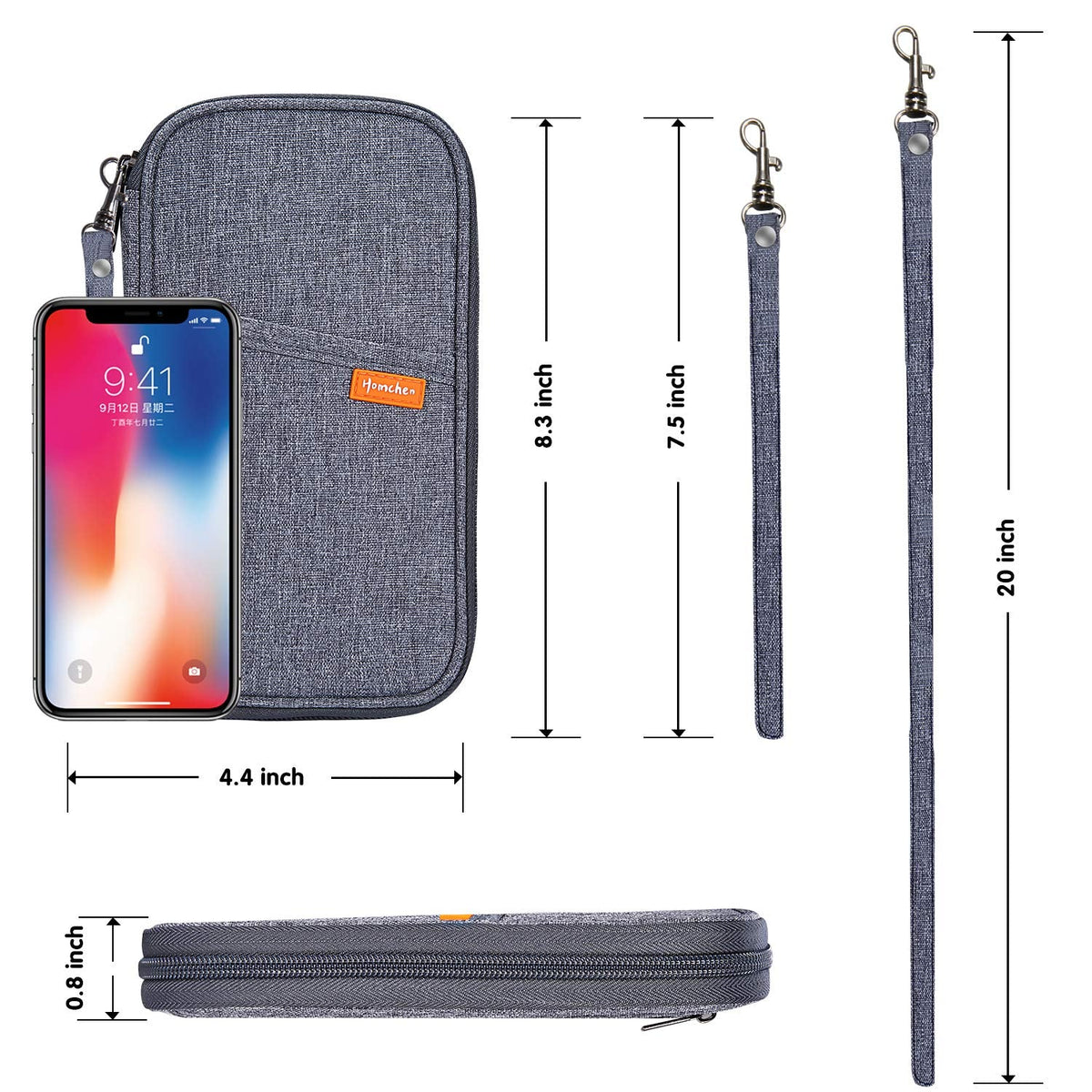 RFID Family Passport Wallet Holder Waterproof, Travel Document Organizer Credit Card Clutch Bag for Men Women