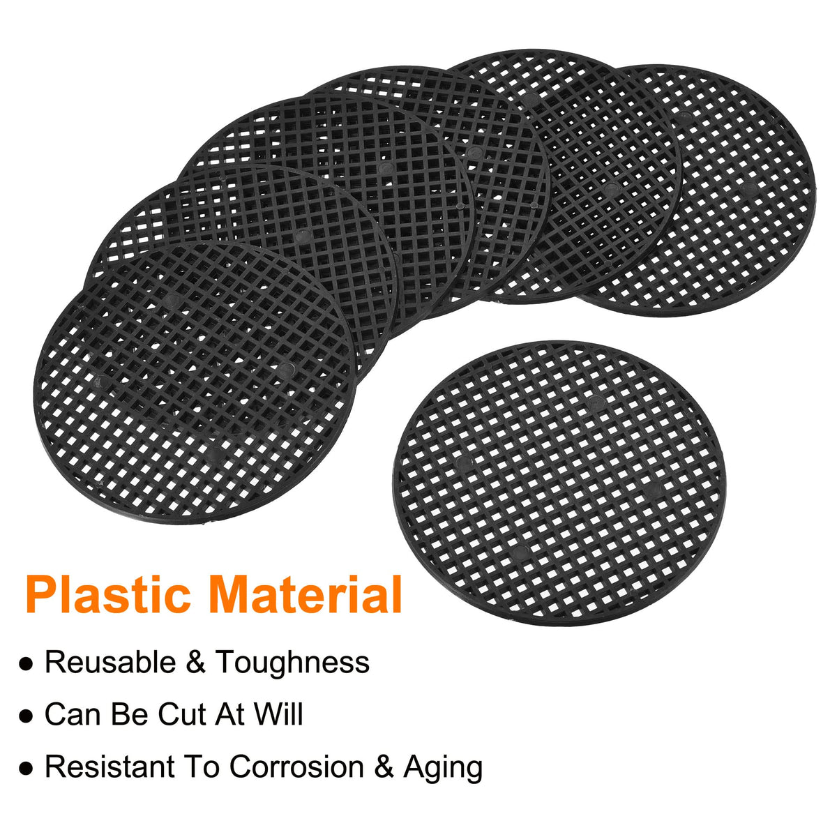 MECCANIXITY Flower Pot Hole Mesh Pad 4.7 Inch Bonsai Plant Bottom Round Plastic Soil Grid Screen Mat, Black Pack of 20