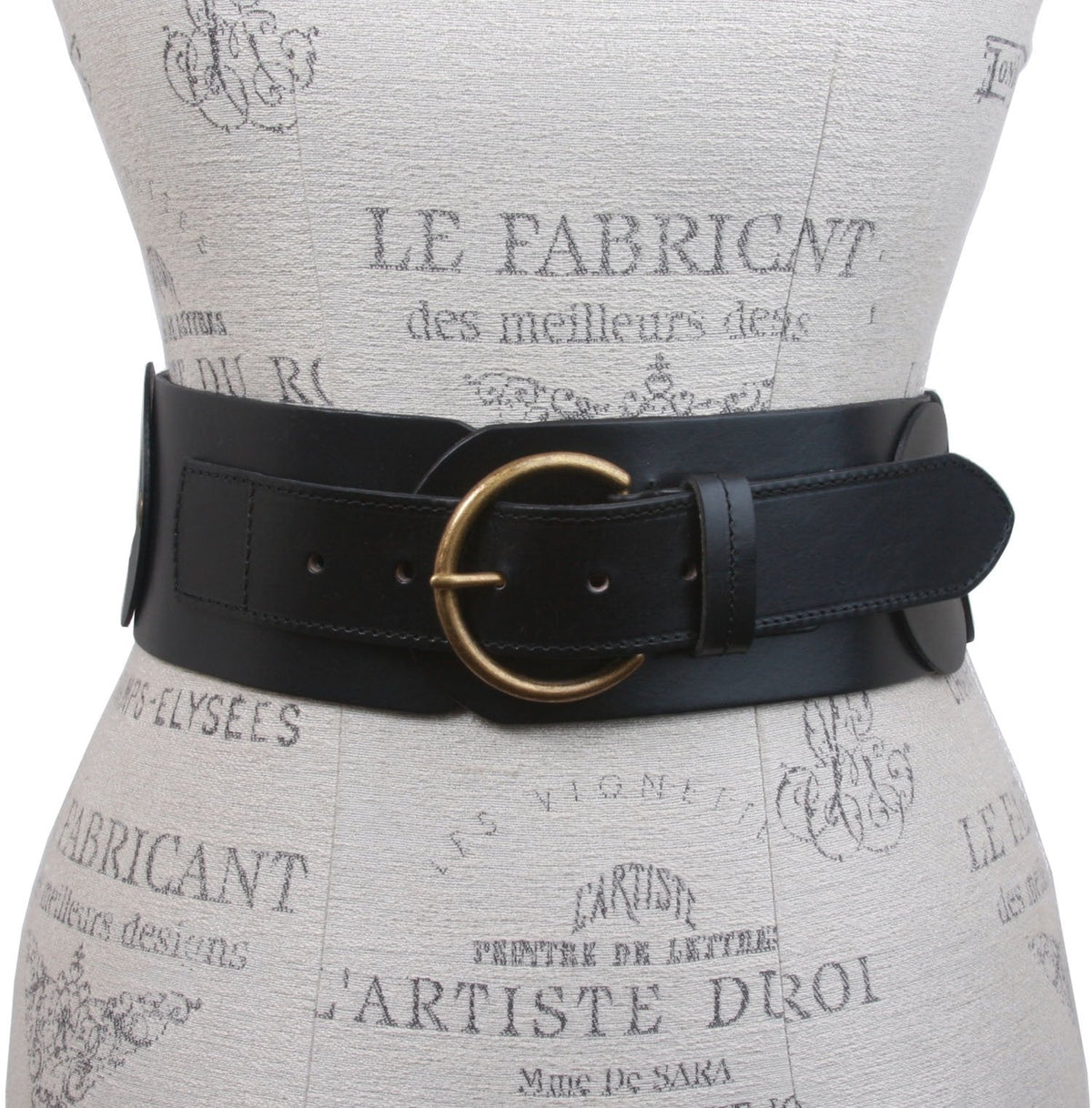 Beltiscool Ladies 3" (75 mm) Wide High Waist Round Disk Linked Braided Cowhide Top Full Grain Leather Belt, Black | 37"