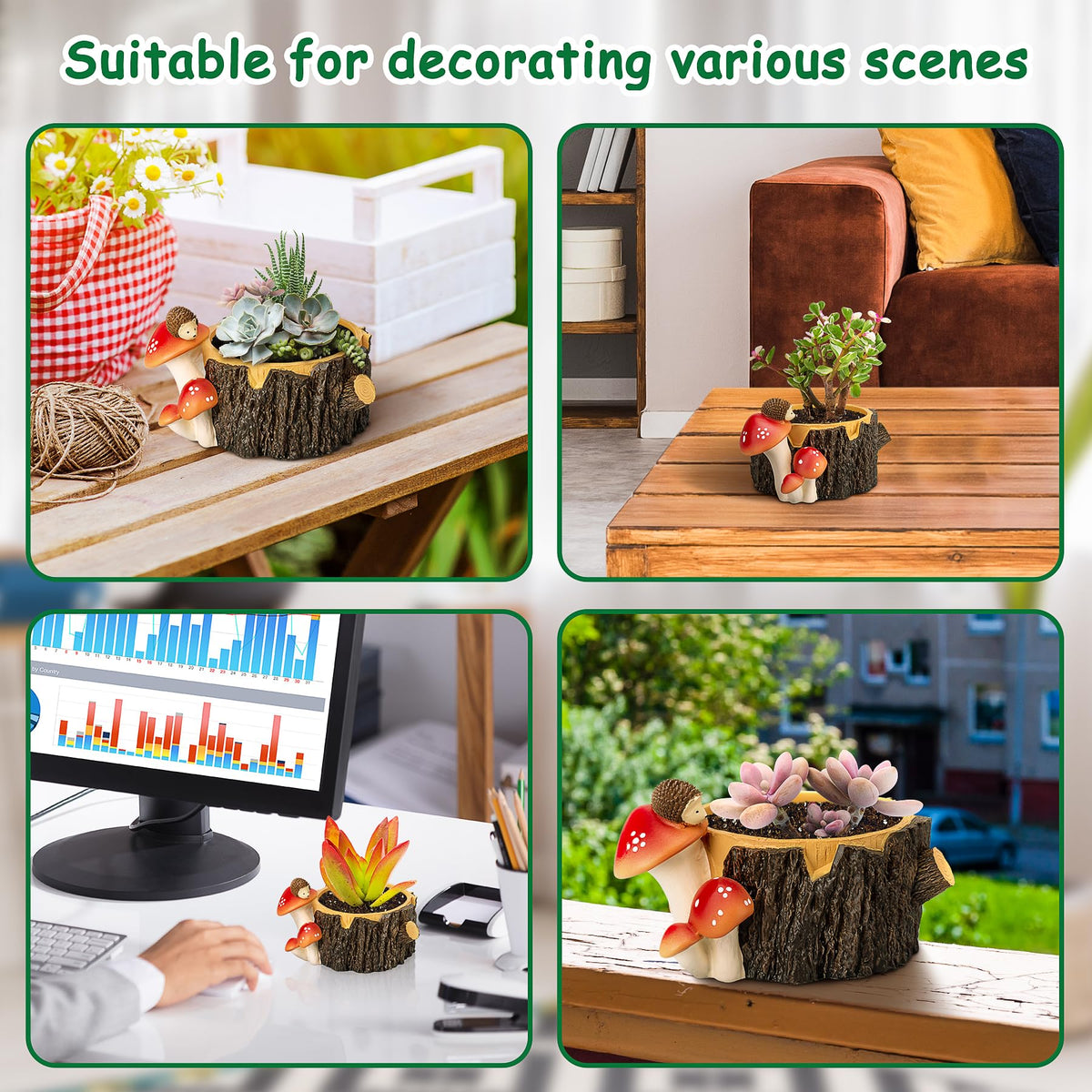 Yiiwinwy Hedgehog Succulent Pots with Drainage Hole，Plant Pots for Indoor Plants/Cactus/Succulent,Indoor Planter Gift for Plant Lover, Decorative Novelty Planter
