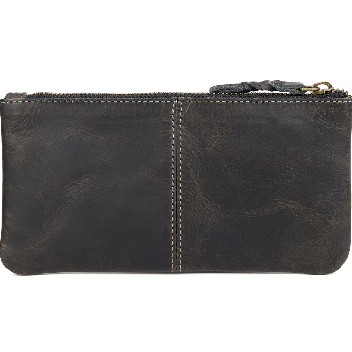 LEATHER TOWN Leather Pencil Case Pouch 8" x 4" - Leather Pen Case with Zipper (Black)