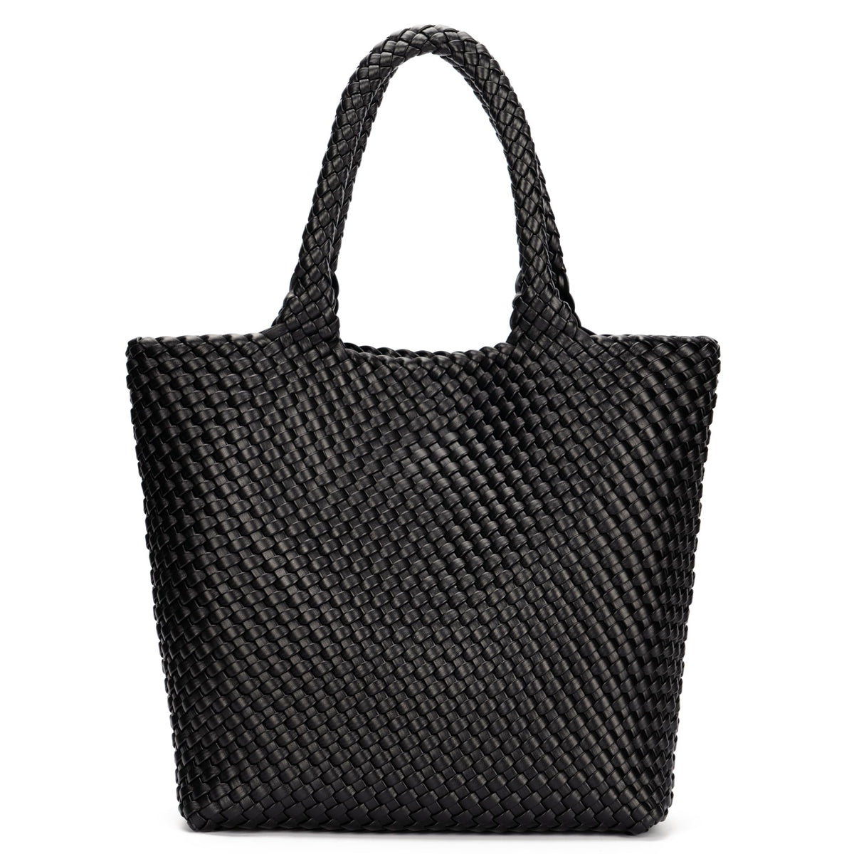 BAGOK Woven Tote Bag for Women, Handwoven Vegan Leather Shoulder Bag with Zipper Clutch, Large Tote Purse for Work, Travel, Beach & Weekend Getaway