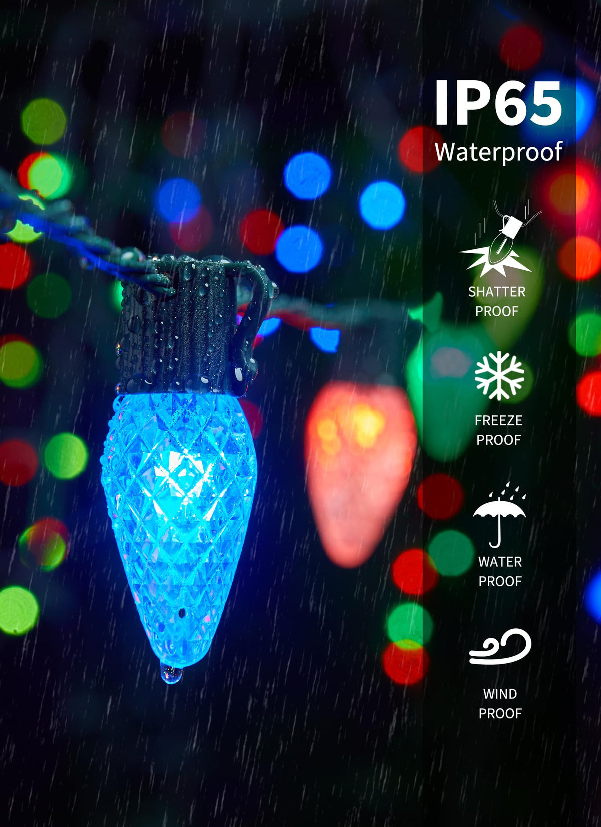 Minetom C9 LED Christmas Lights, 100 RGB Smart Lights, 66 Ft Waterproof String Lights for Indoor/Outdoor Decor, Model BMSL18
