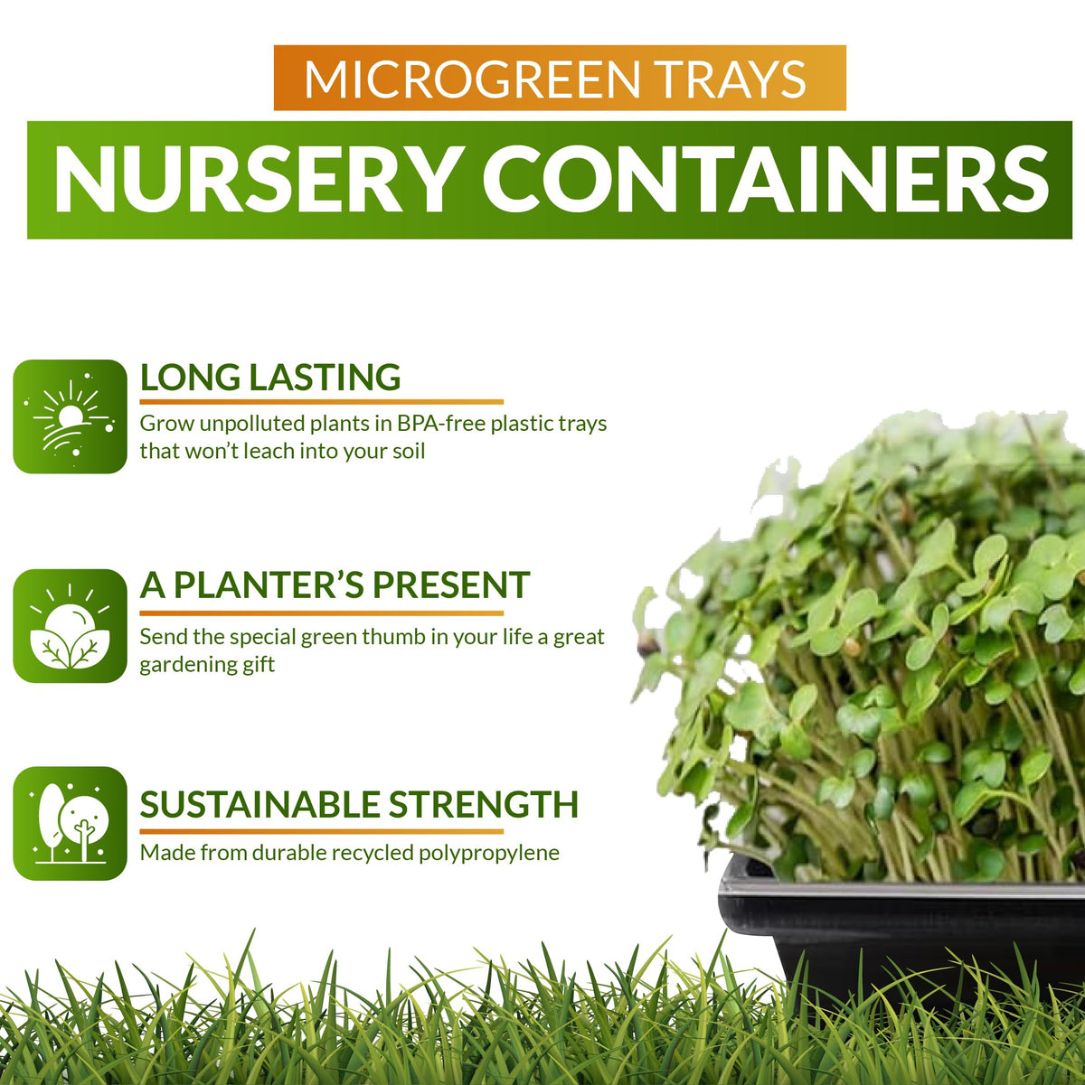 100 PK- 1020 Plant Trays, NO Holes, Heavy Duty