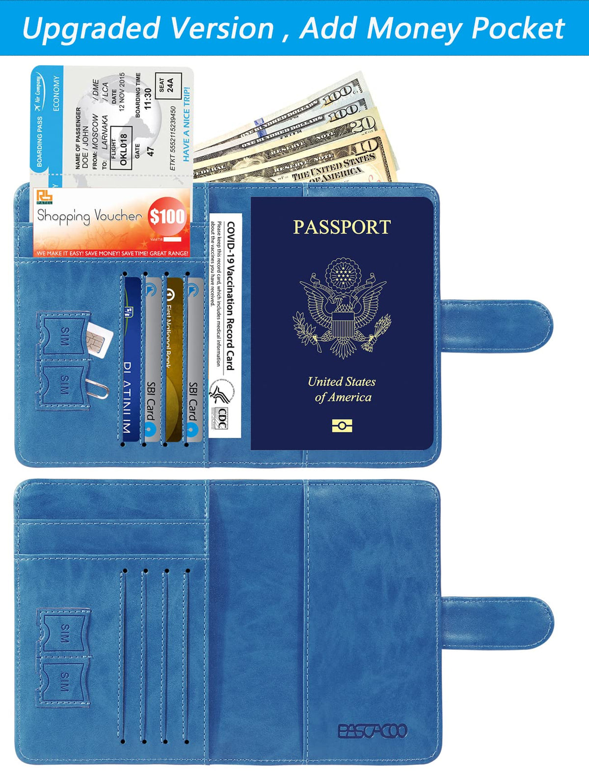 Passport Holder Cover Wallet RFID Blocking Leather Card Case Travel Accessories for Women Men (#Blue)