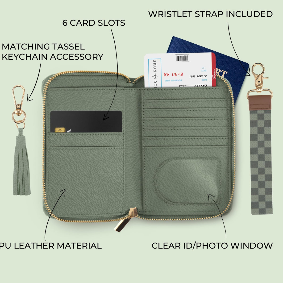 Beautiful Passport Holder for Travel with Wristlet Strap - All-in-One Wallet for Women with Card Slots and Tassel Keychain - Perfect RFID Blocking Case to Keep Your Travel Documents Organized & Safe