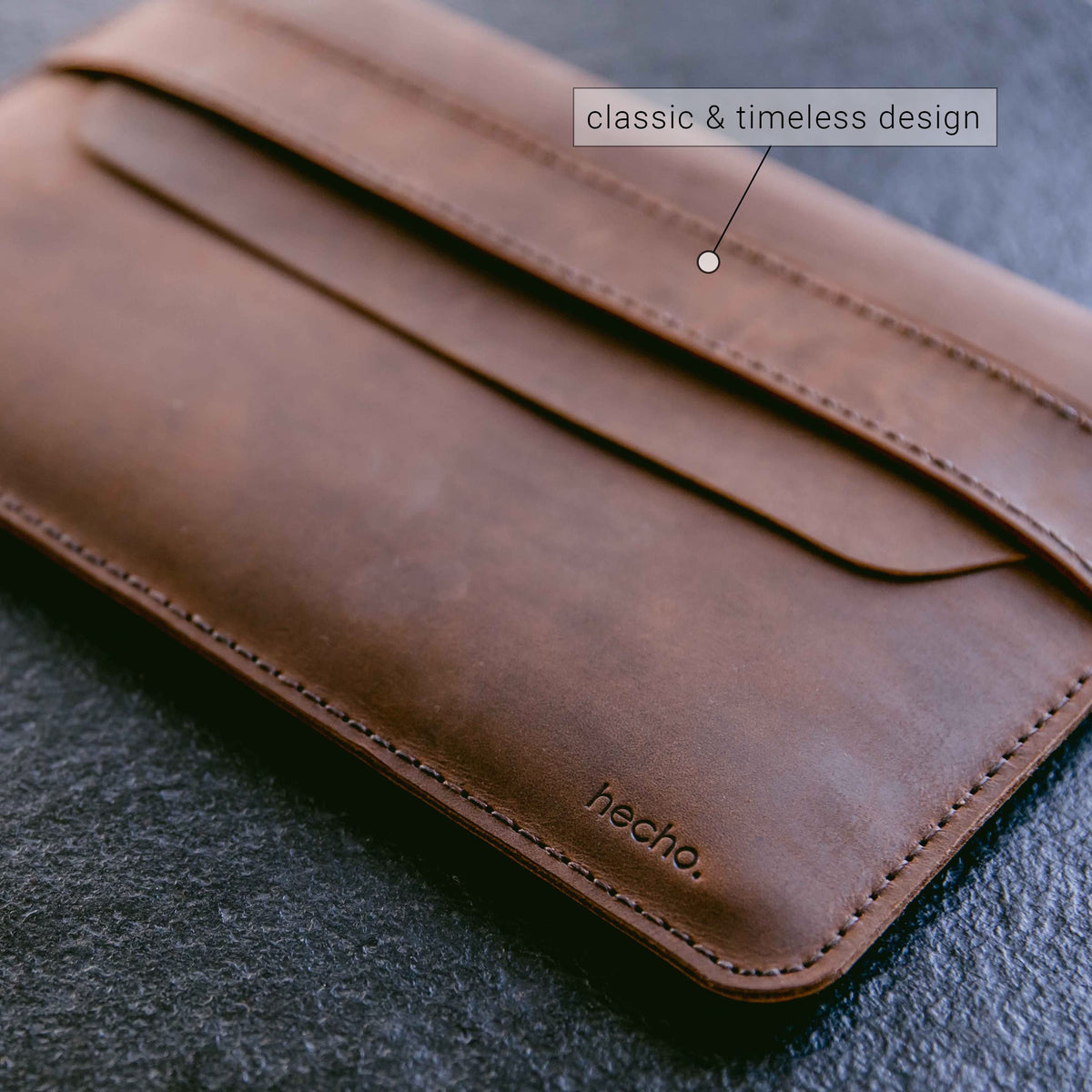 MacBook Air 15 Inch Sleeve — ‘Fernando’ Handmade & Expertly Crafted Luxury MacBook Case — Full Grain Beautifully Stitched Fair Trade Leather — Brown