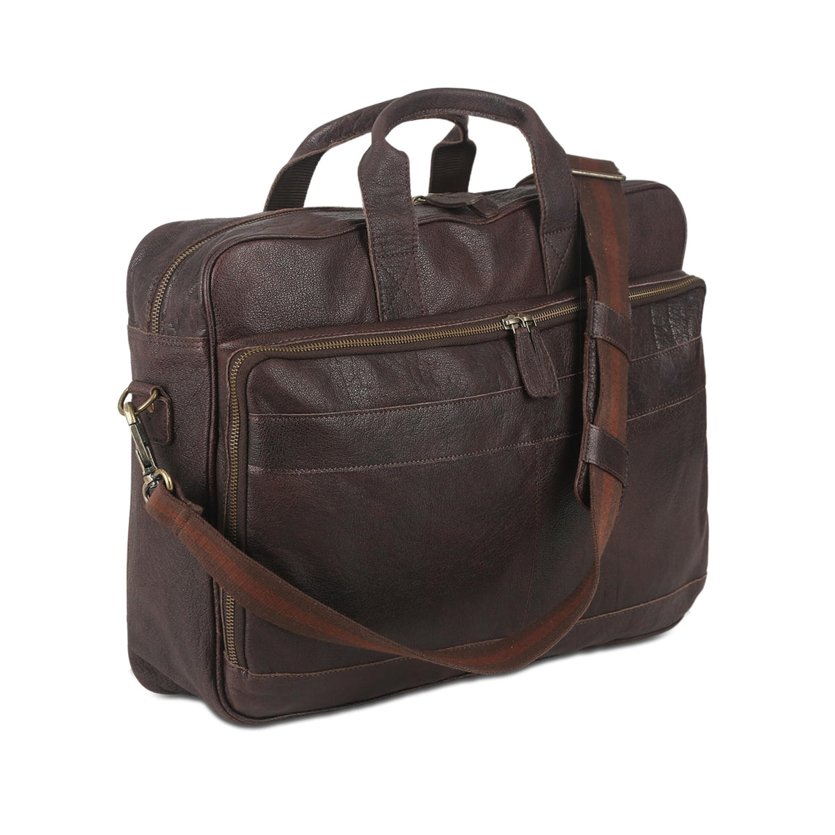 Leather briefcase 18 Inch Laptop Messenger Bags for Men and Women Best Office briefcase Satchel Bag (Brown)