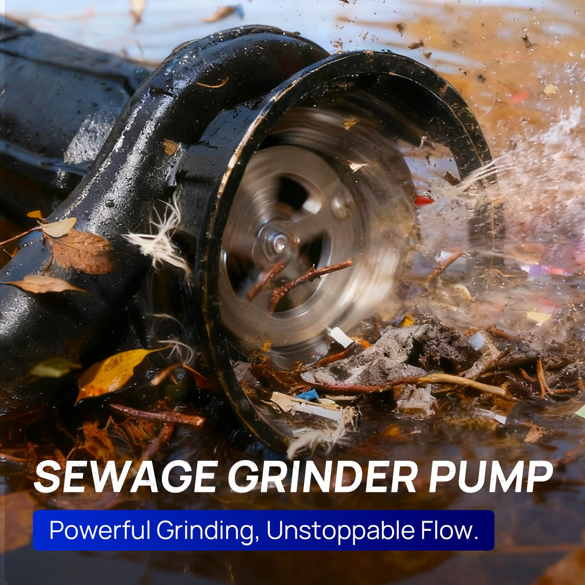 Aquastrong 1 HP Sewage Grinder Pump, 4200 GPH Sewage Pump 2 inch Discharge, Cast Iron Sump Pump Submersible with Auto Float Switch for Basement Sump Basin and Sewage Well, Black