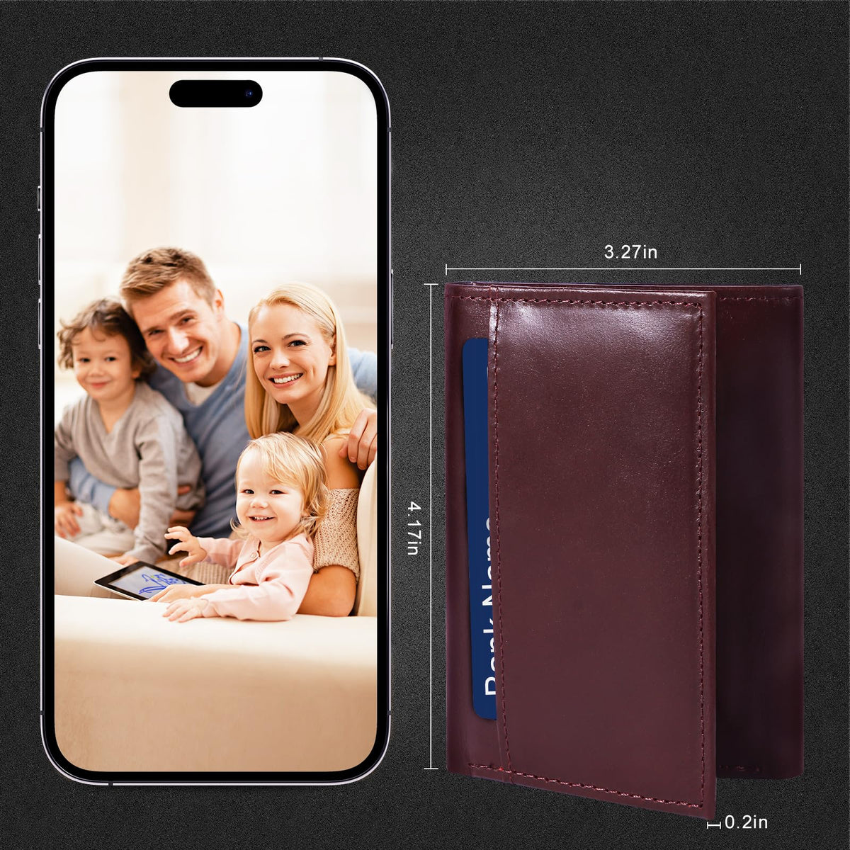 WULOUJIE Men's Trifold Leather Wallet, RFID Blocking Genuine Leather Wallet with 11 Card Slots, Tri Fold Wallet for Men（brown） (brown) (brown)