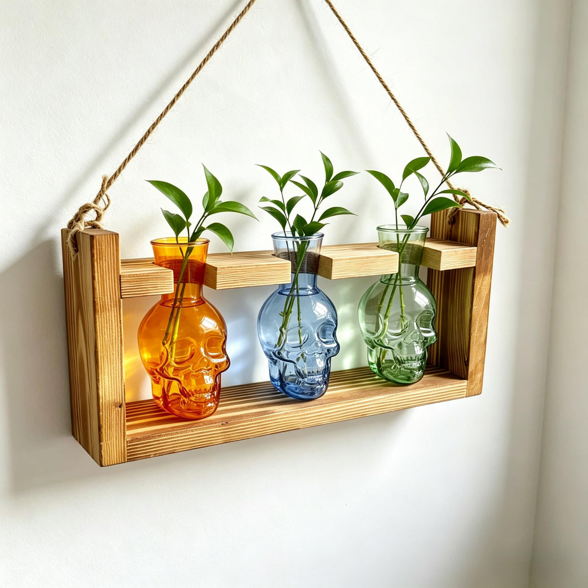 Baillmyy Skull Plant Propagation Stations Gothic Desktop Plant Terrarium Glass Planter Vase for Hydroponics Home Office Decor Blue+Brown+Green
