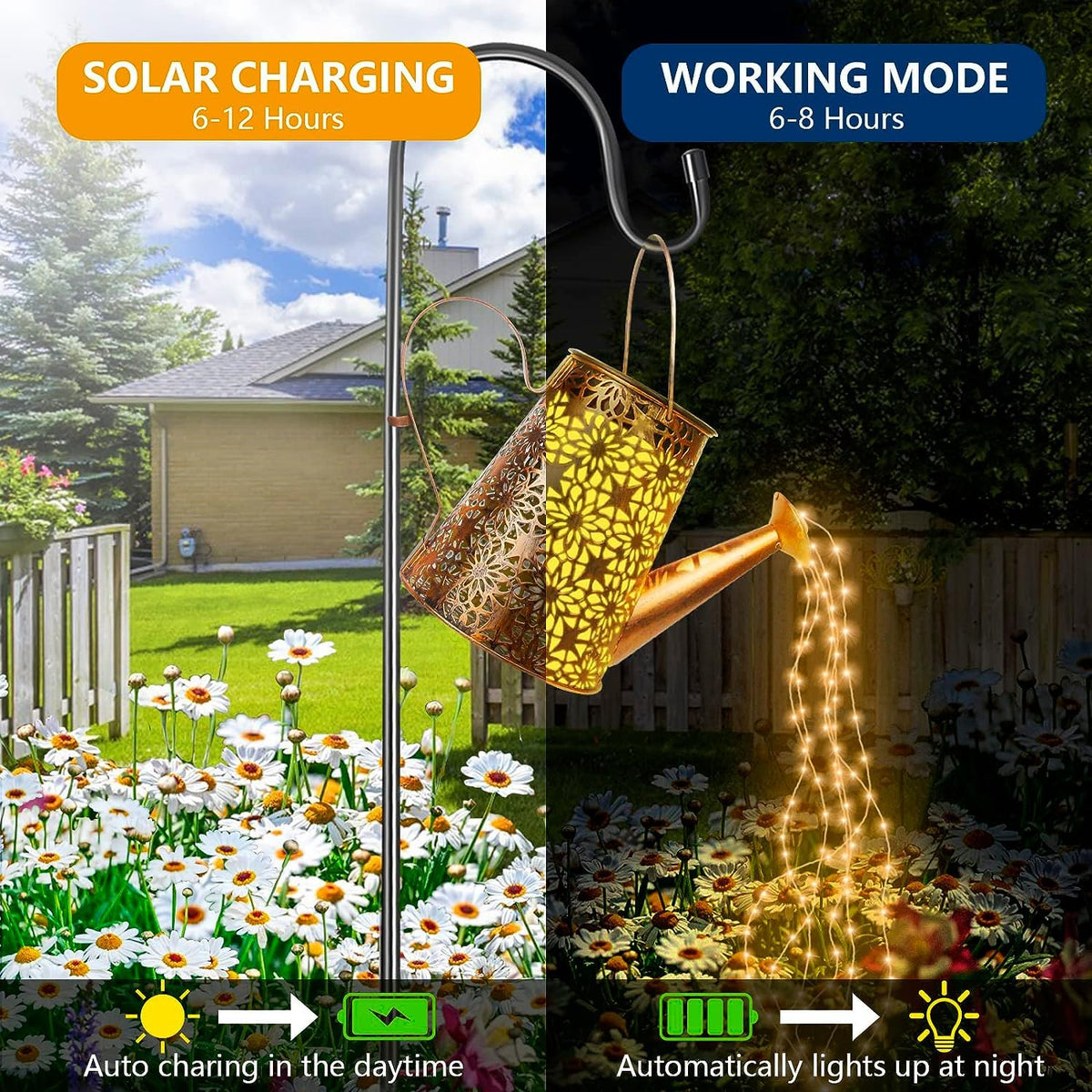 Forlivese 2PCS Solar Watering Can with Lights,Outdoor Decorations with Hanging Solar Garden Lights with Bracket Waterproof Watering Can Landscape Light for Patio Gardening Pathway 36LED