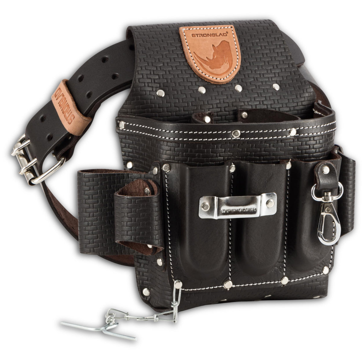 STRONGLAD Heavy-Duty Electricians Tool Belt – 13-Pocket Top-Grain Leather Pouch, Adjustable Fit 29–46" Durable Utility Belt for Electrical Work | Rugged Jobsite Organizer | Designed for Pros
