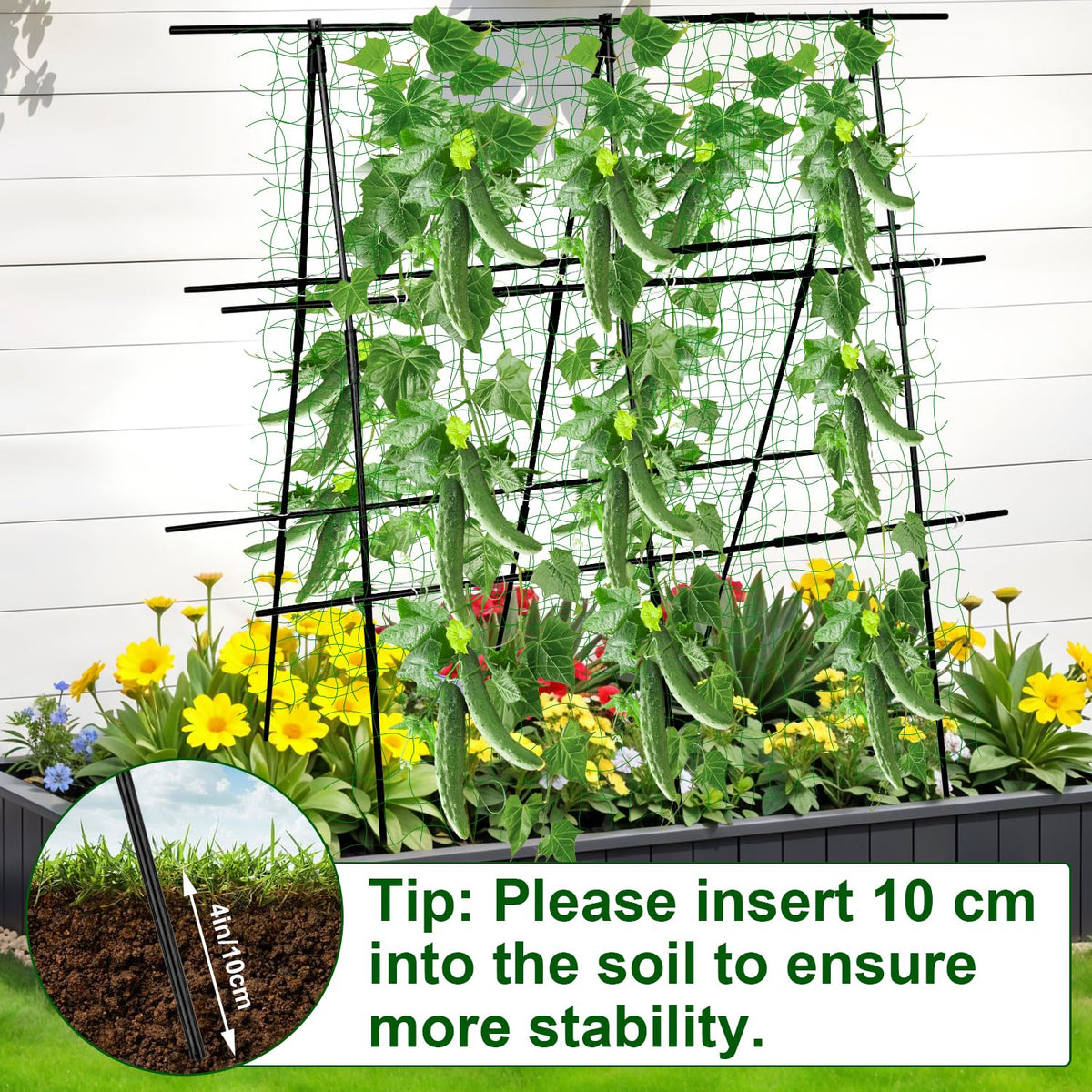 48 x 48 Inch Garden Cucumber Trellis Vegetable Arch Trellis Green Bean Pea Grape Tomato Squash Trellises for Raised Bed Climbing Plants Outdoor