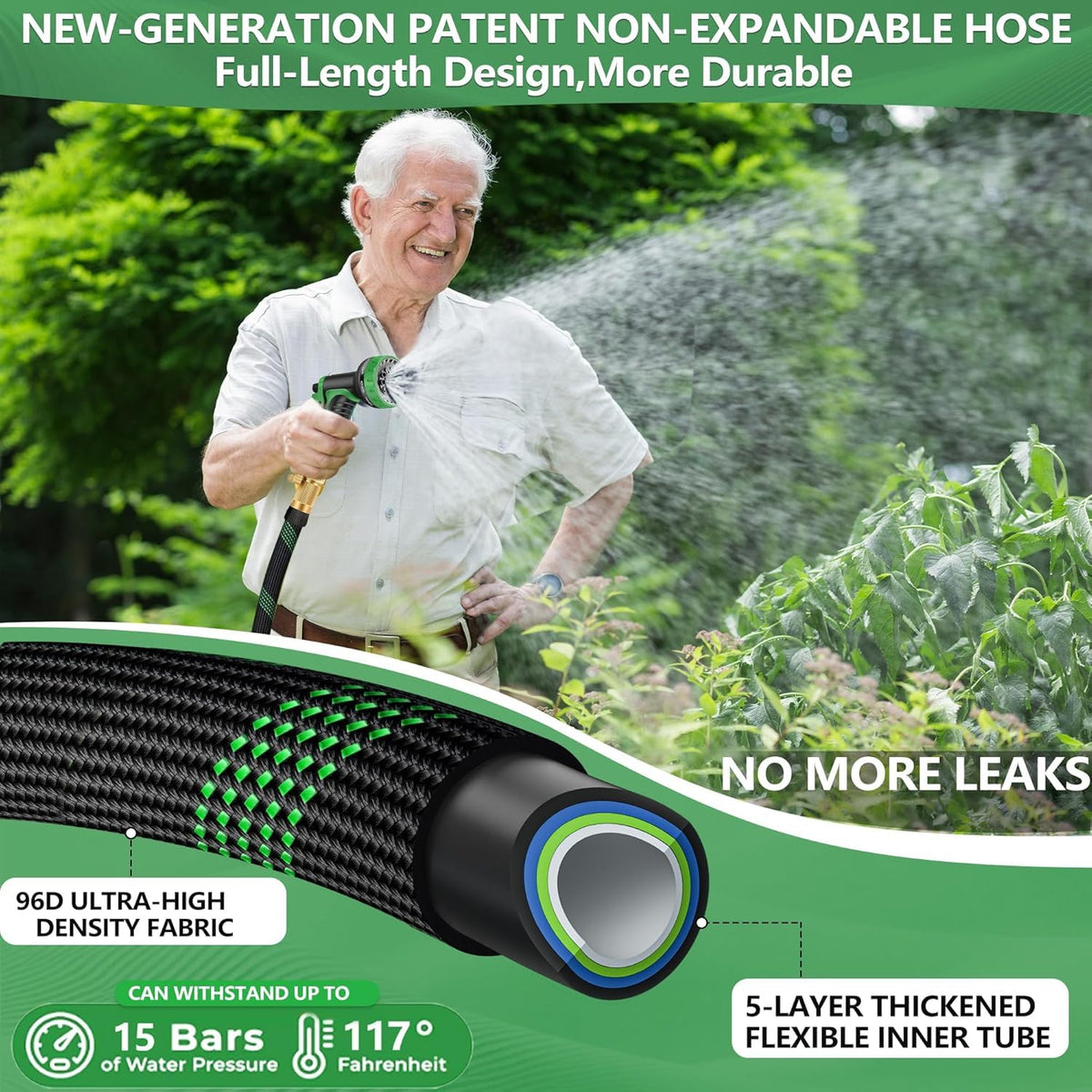 150 ft Garden Hose, Flexible Ultra Lightweight Durable Garden Hose, Kink-Free Water Hose with 10 Function Sprayer - Non-Shrinking Garden Hoses, Easy to Store,All-Weather, Car Washing Pipe Garden Hoses