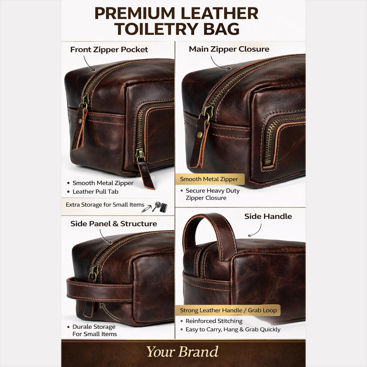Men's Toiletry Bag Leather Travel Toiletry Bag Dopp Kit for Men Shaving Bag for Travel Accessories 101 YEAR QUALITY REPLACEMENT WARRENTY