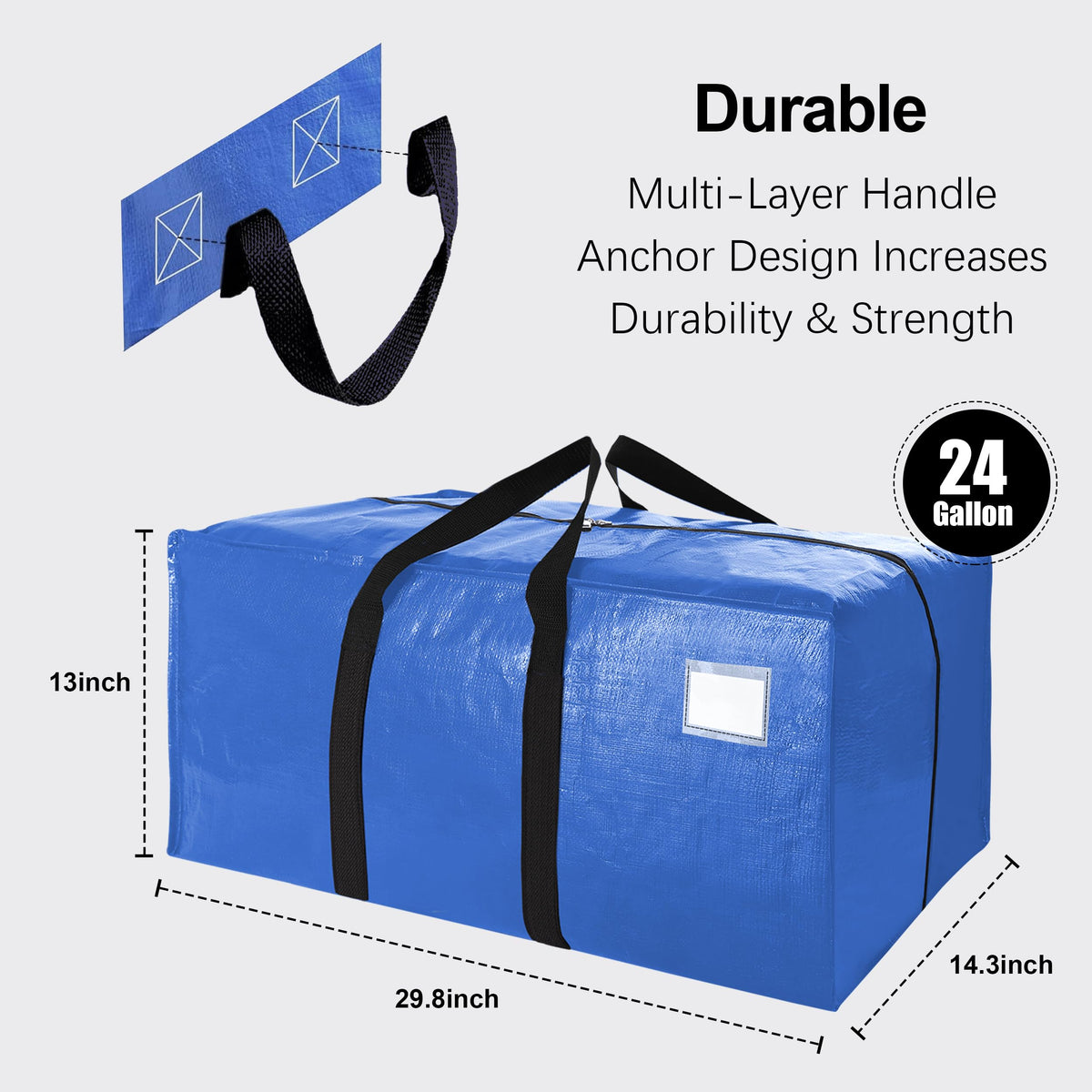 VELVETSURE Heavy Duty Extra Large Moving Bags W/Backpack Straps - Strong Handles & Zippers, Storage Totes For Space Saving, Fold Flat, Alternative to Box and Bin (Set of 6, Multicolor)
