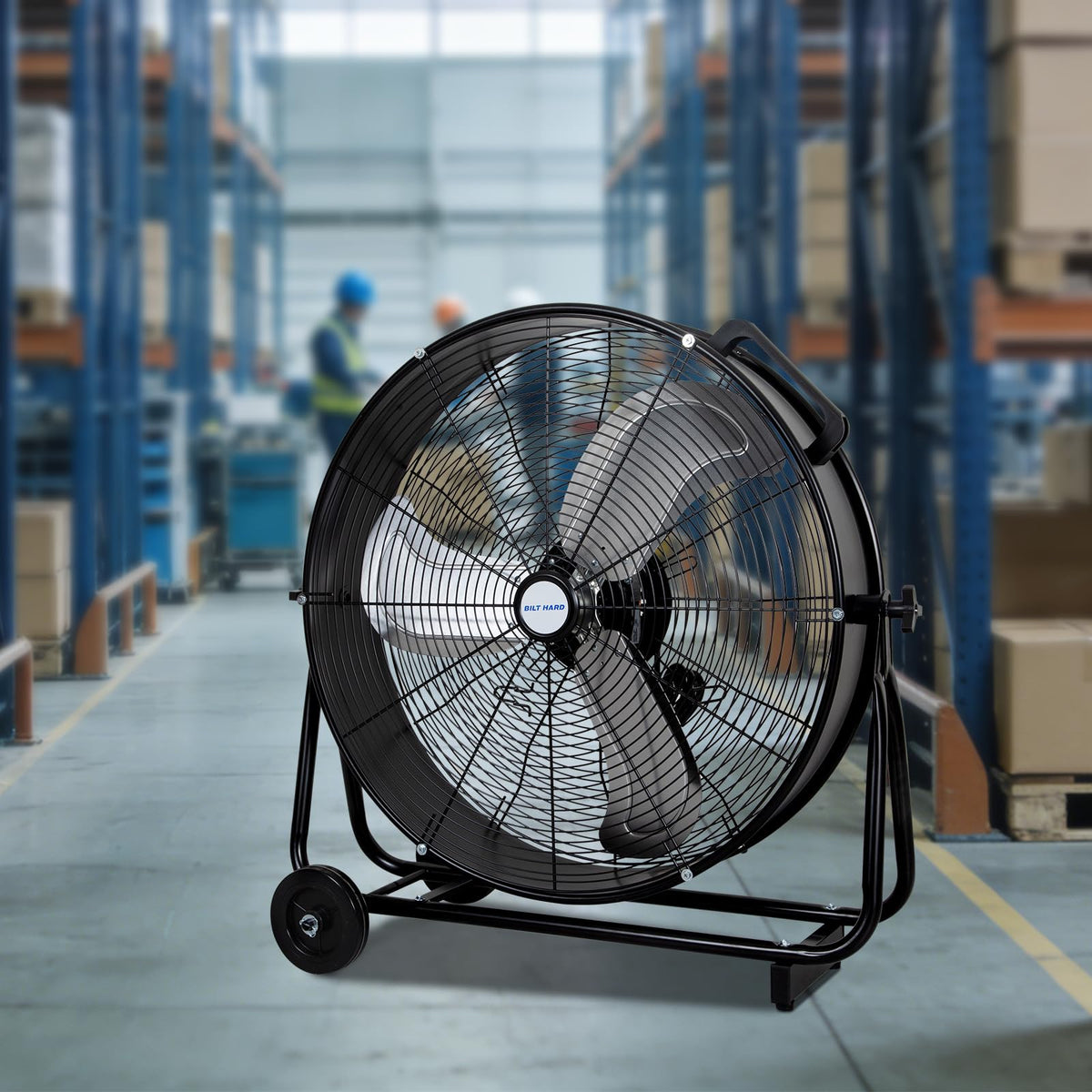 BILT HARD 24" 8100 CFM High Velocity Industrial Drum Fan, 3 Speed Heavy Duty Tilt Metal Shop Fan, Ideal for Garage, Warehouse Factory and Commercial Use, Black