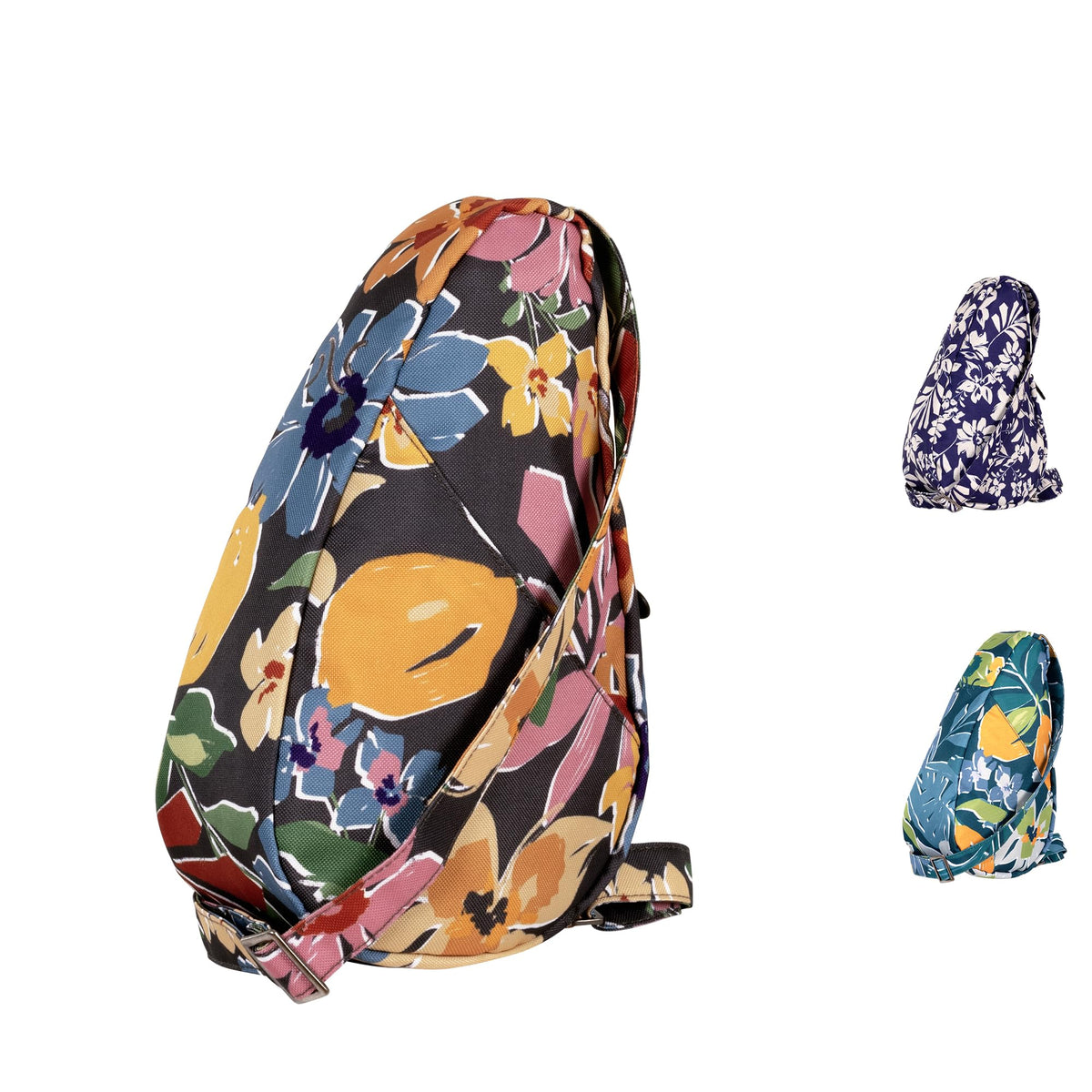AmeriBag 11.5" Print Healthy Back Bag Ergonomic Crossbody Sling for Everyday Use, Travel & Walking Comfort (Citrus Bloom)