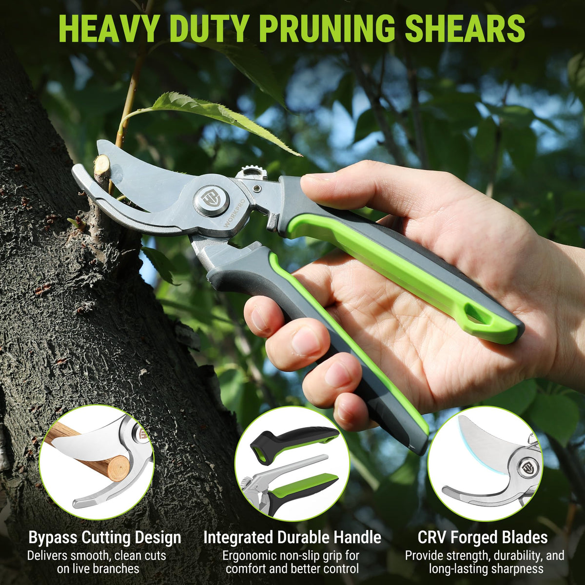 WORKPRO Garden Pruning Shears 2 Pack, 8.5" Bypass Pruning Shears and 6.25" Straight Garden Flower cissors, Garden Clippers Hand Tools for Cutting Flowers, Trimming Plants, Picking Fruits