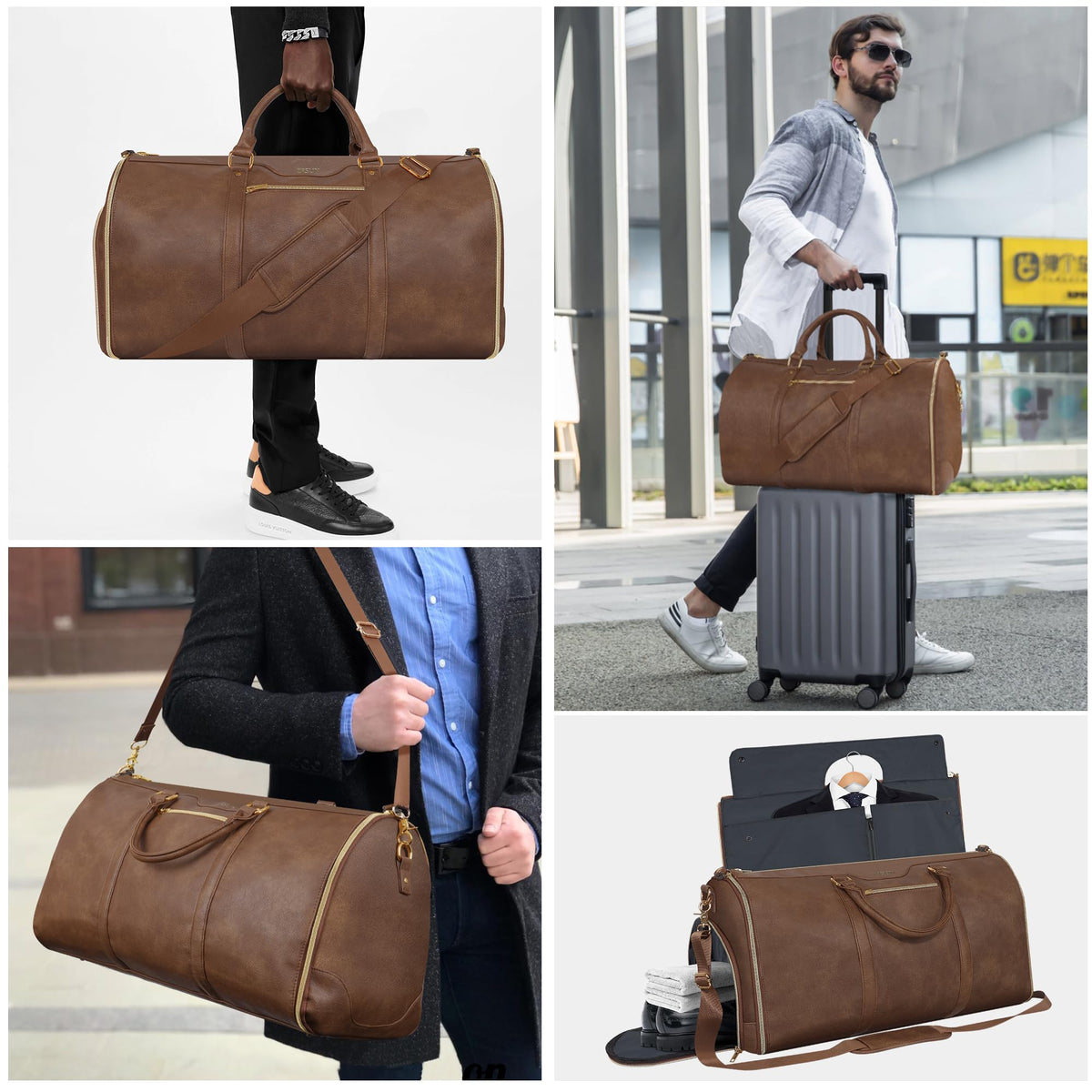 Convertible Garment Bag with Shoulder Strap, Carry on Garment Duffel Bag for Men Women,Waterproof & Wrinkle-Free Suit Carrier for Business Trips & Weekend Getaways, Foldable & Lightweight