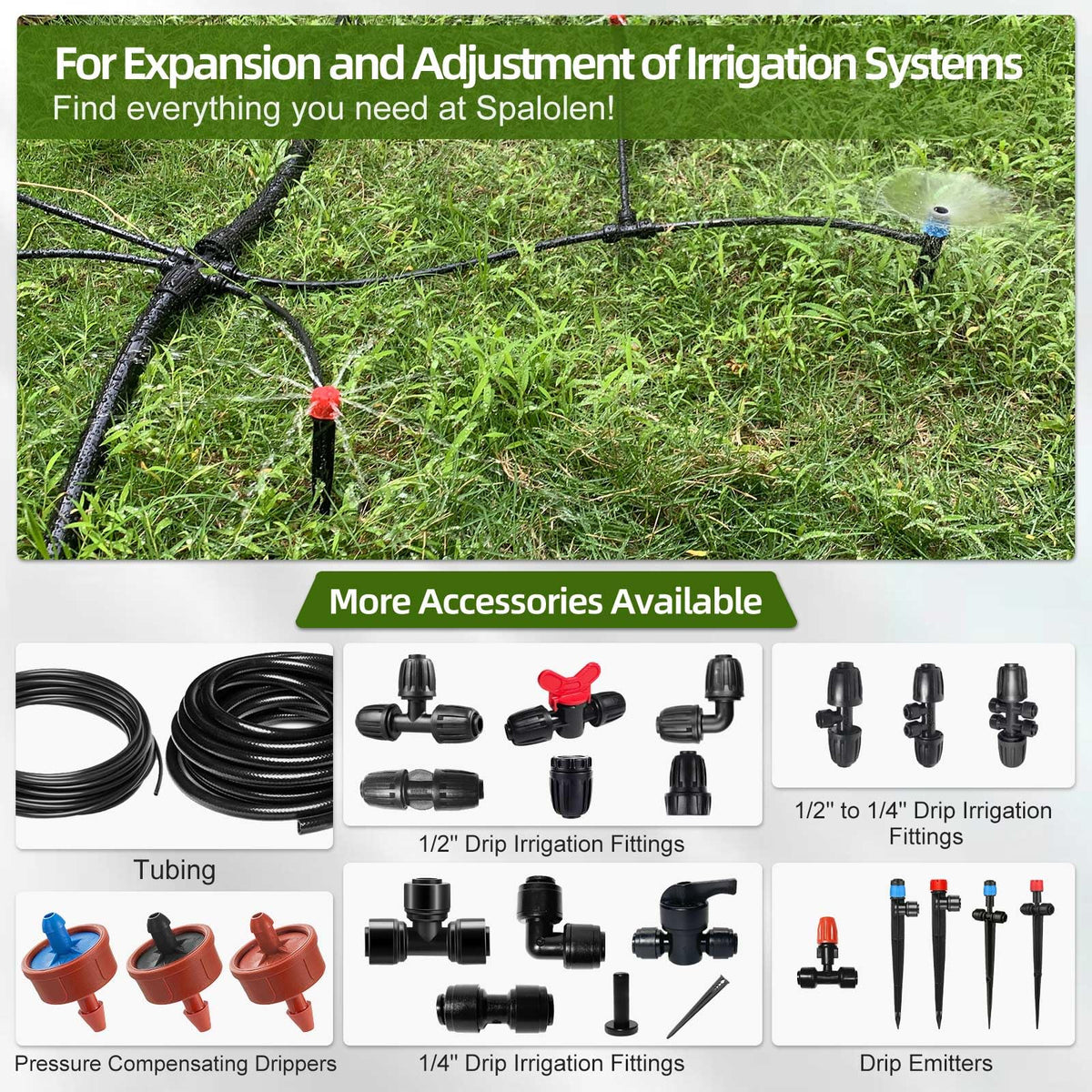 Spalolen 10PCS Push-to-Fit Drip Irrigation Micro Spray Emitters for 1/4 inch Irrigation Tubing, Three-Way Adjustable Atomizing Nozzle, Irrigation Dripper Sprinklers for Garden Greenhouse Agricultural