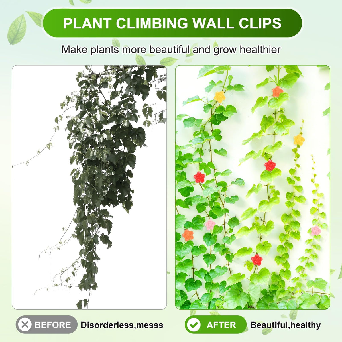 M METERXITY 100 Pack Plant Wall Clips, Self-Adhesive Plant Climbing Wall Clips Fixer with Acrylic Adhesive Sticker for Vine Support/Indoor/Outdoor Decor [Rose-Red]