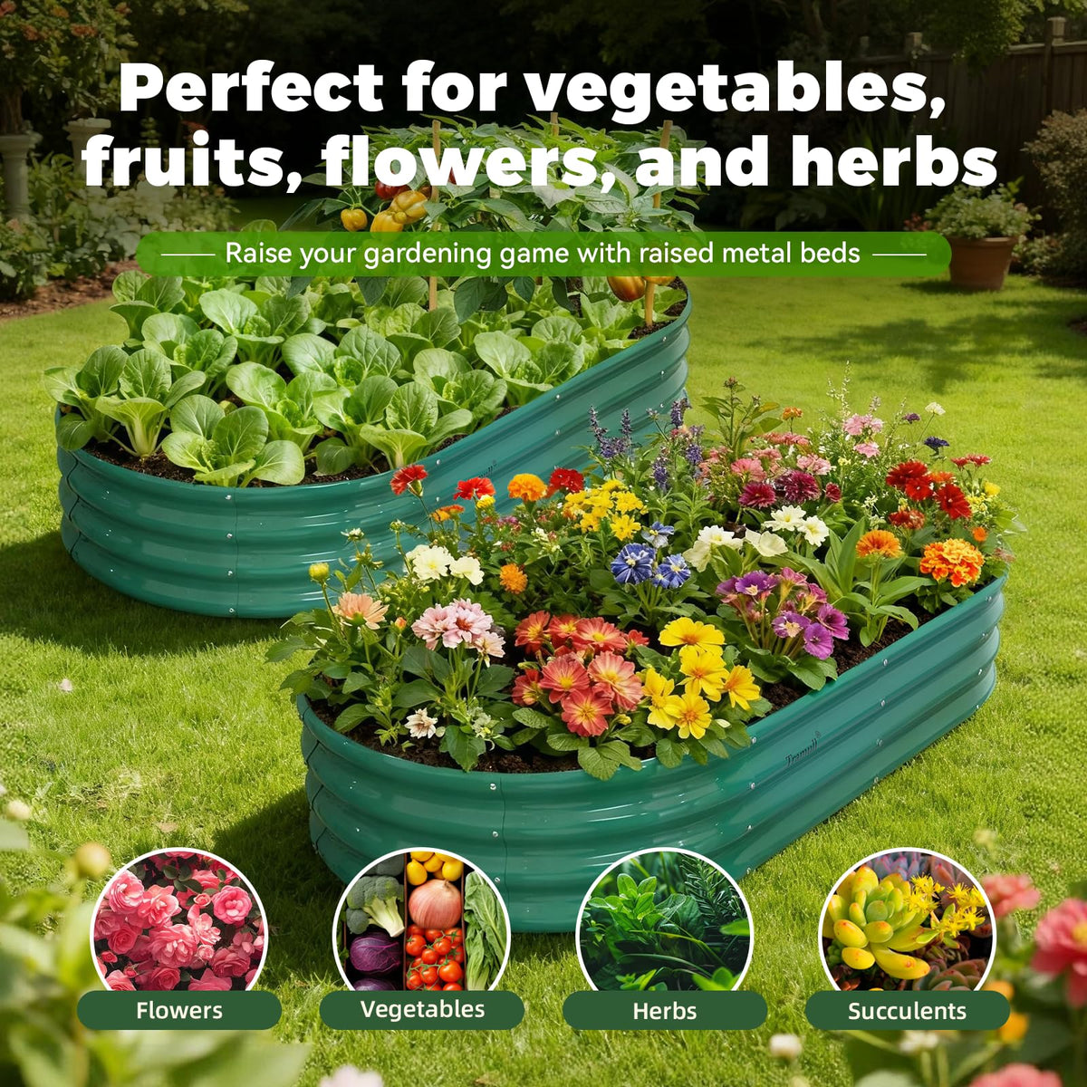 12x2x1 ft Raised Garden Bed, 12" Tall Galvanized Metal Raised Beds for Gardening Kit, Large Above Ground Planters Boxes for Outdoor Plants Vegetables, Flowers, Herbs, Fruits, Rust Resistant, Green