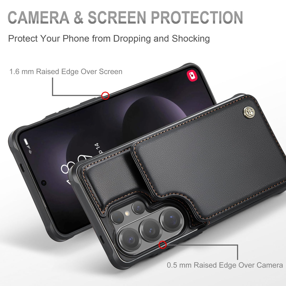 Vinich for Samsung Galaxy S26 Ultra Wallet Case with Card Holder, RFID Blocking Credit Slots Kickstand Shockproof Phone Cover for Women Men, Black