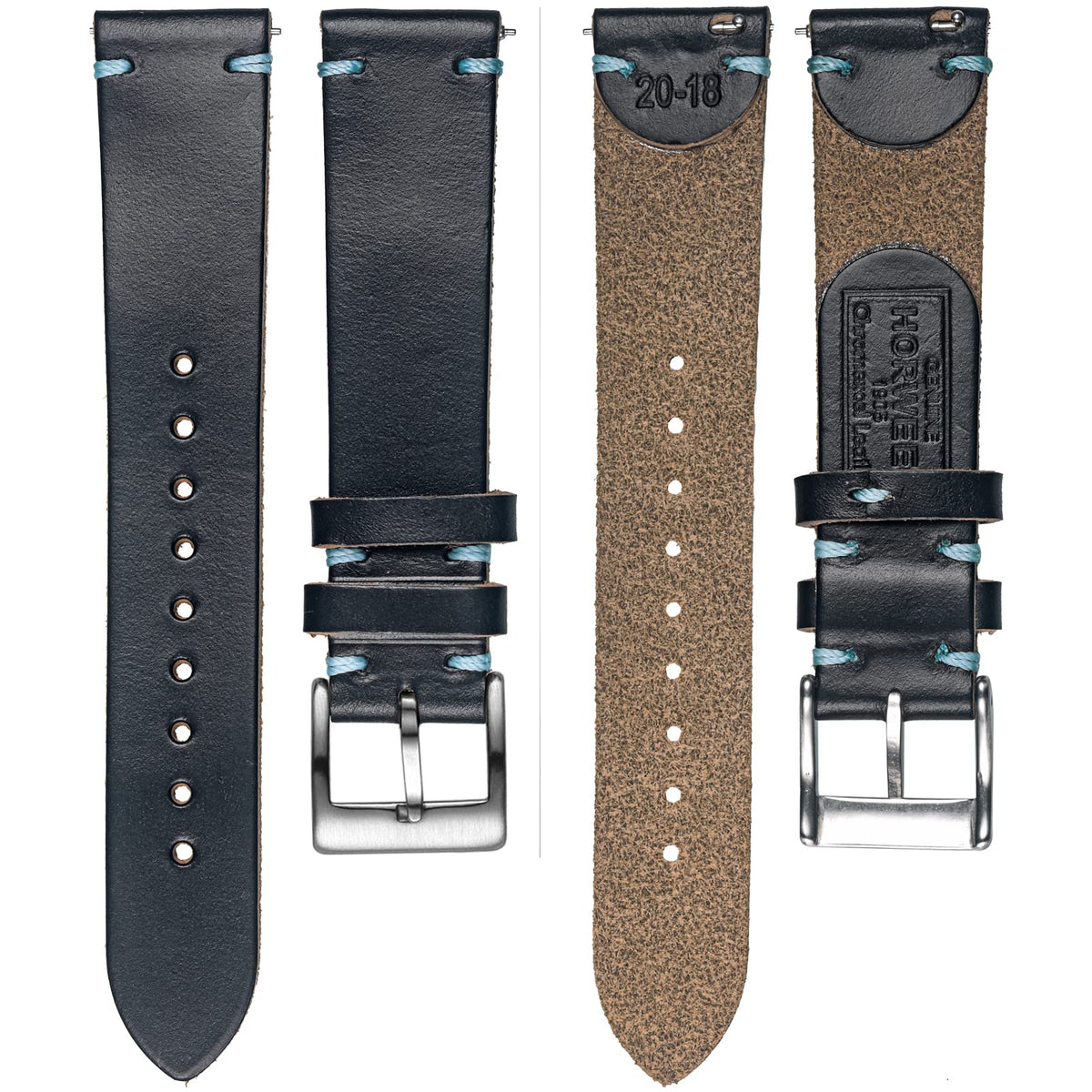 hemsut h 20mm Leather Watch Bands for Men, Thin Soft Horween Leather Watch Strap Quick Release Vintage Watch Wrap