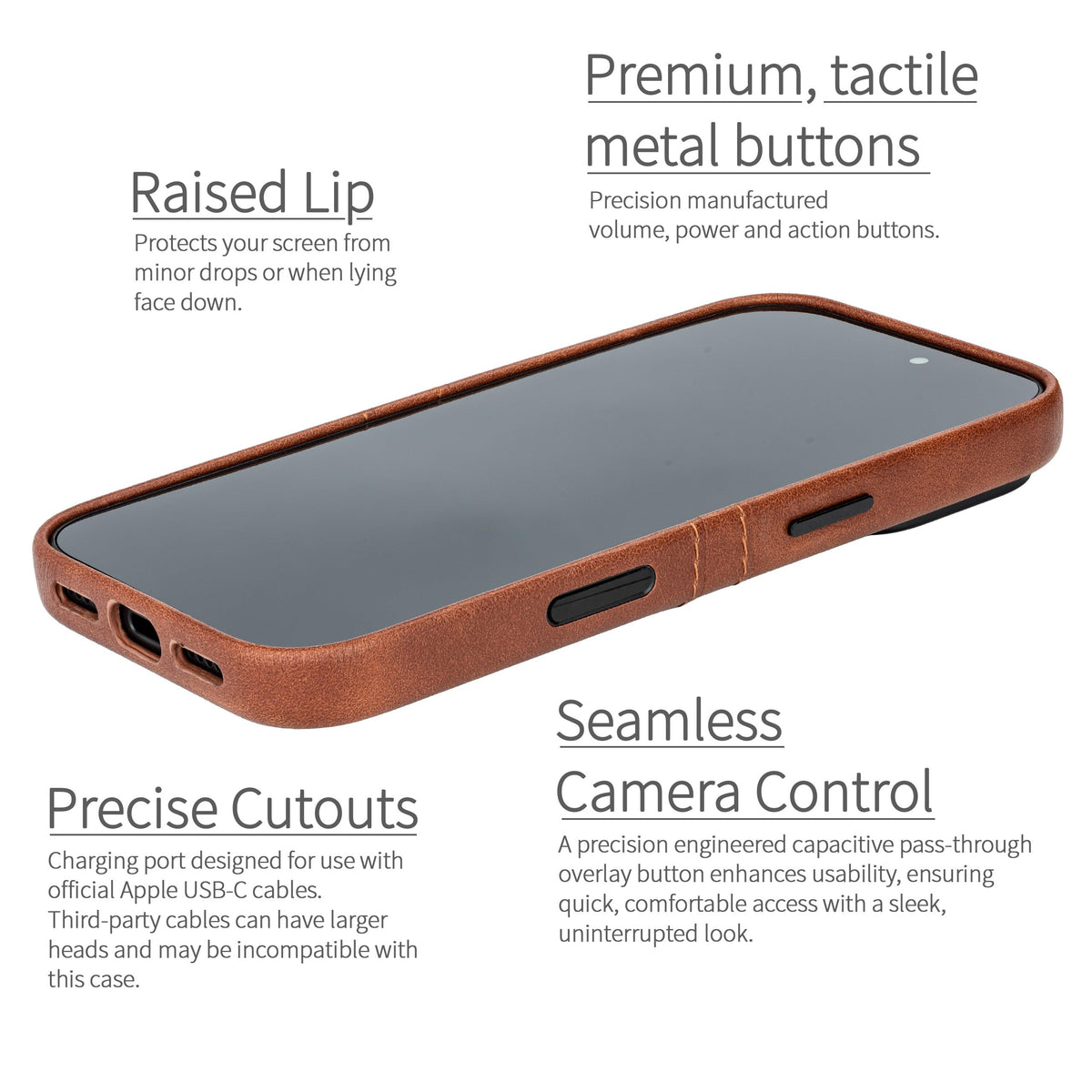 Dockem Card Case for iPhone 17 Pro with Magnetic Mounting Plate, Camera Control Button, Wallet with 2 Holder Slots: M2 Exec Premium Synthetic Leather (Brown)
