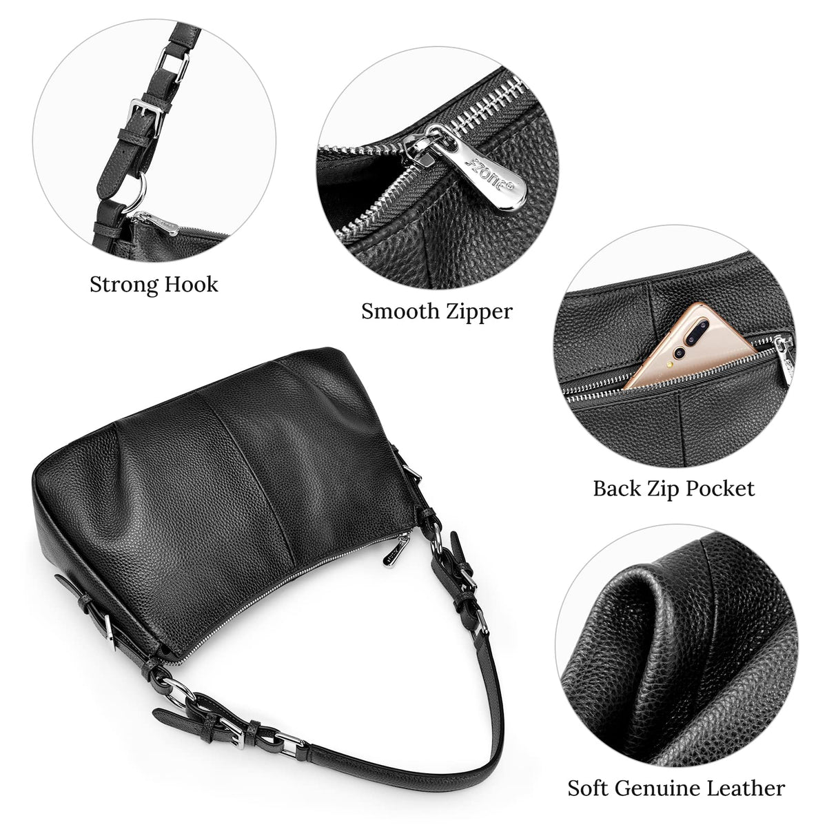 S-ZONE Womens Hobo Genuine Leather Shoulder Bag Top-handle Handbag Ladies Purses