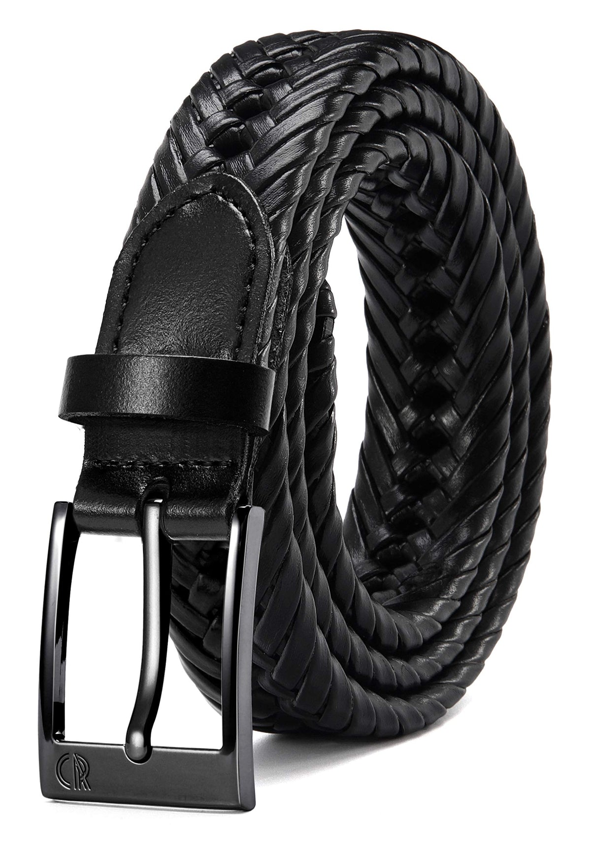 CHAOREN Leather Braided Belts for Men - 1 1/8" Mens Casual Woven Leather Belt for Dress Pant