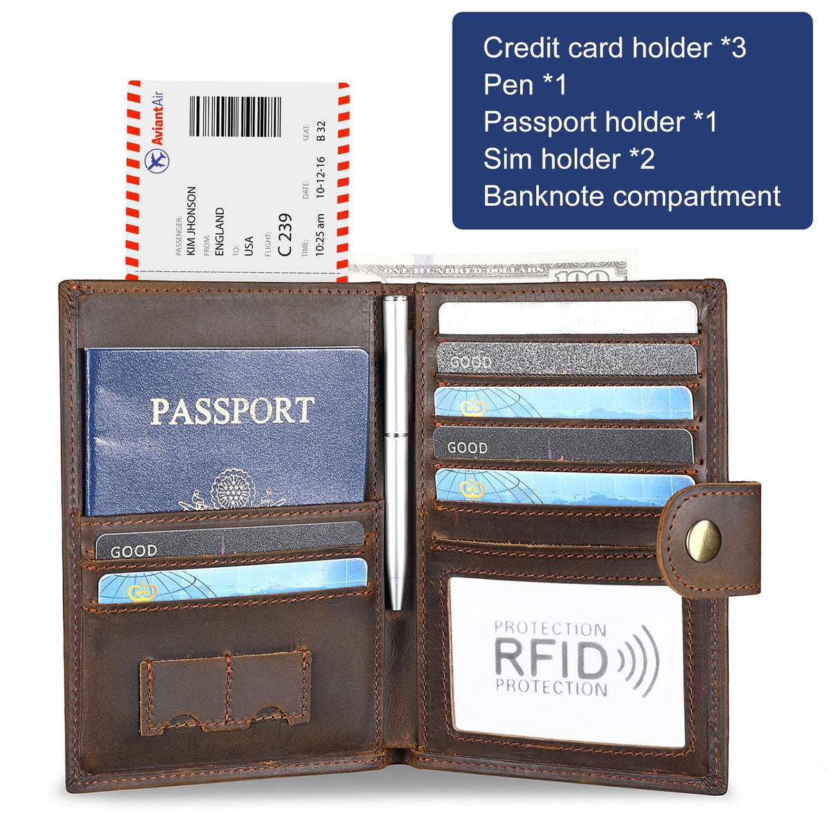 RFID Blocking Passport Wallet Travel Passport Holder Cover for Men and Women