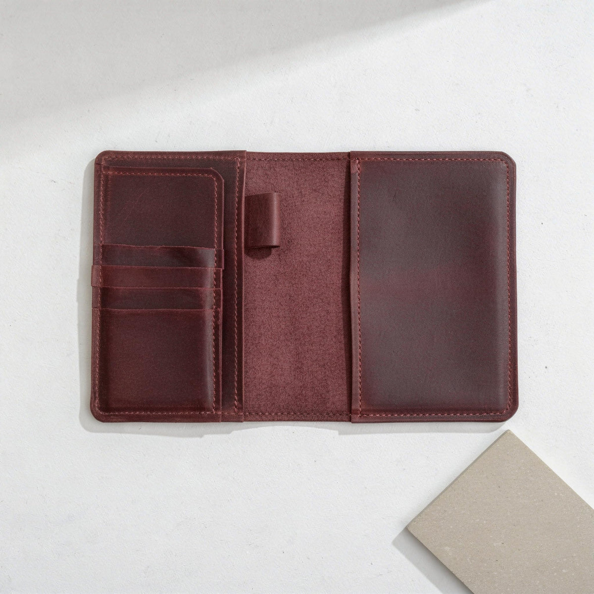 TORAKIP Leather Travel Journal Cover A6 – Refillable Notebook Cover with Pockets & Pen Holder, Handmade Genuine Leather Case for 4.1" x 5.8" Notebooks (Paper Not Included), Burgundy