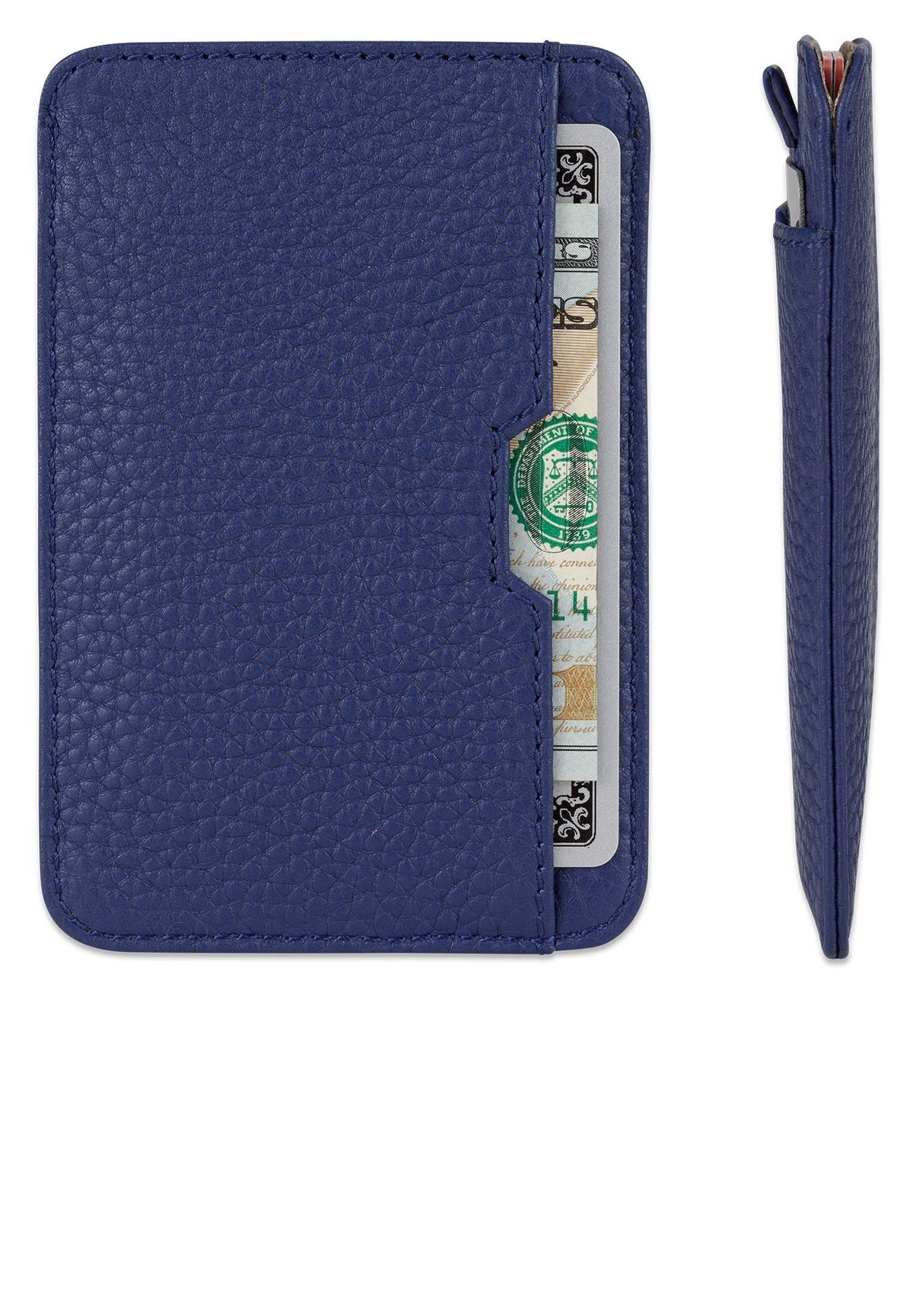 Vaultskin CHELSEA Mens RFID Blocking Slim Leather Card Wallet - Minimalist Front Pocket Cardholder in Matt Blue