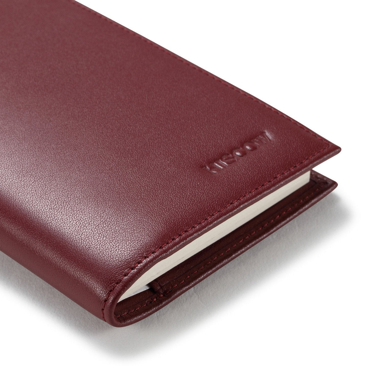 HISCOW Leather Checkbook Cover for Women & Men - Italian Calfskin (Wine Red)