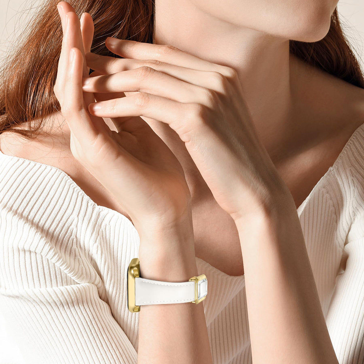 Newlibery Designer Leather Bands Women Compatible with Apple Watch 40mm 38mm 44mm 45mm 41mm 42mm 46mm 49mm Magnetic Clasp Strap for iWatch Series Ultra/SE/11/10/9/8/7/6/5/4
