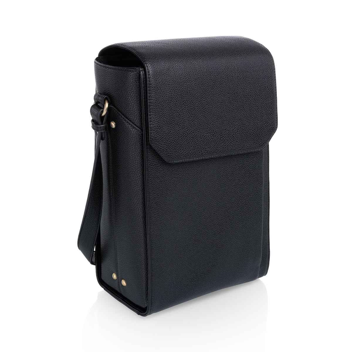PICNIC TIME Barossa Two Bottle Leatherette Wine Tote Bag, Wine Bottle Carrier Tote, Picnic Bag, Wine Cooler Bag, (Black)
