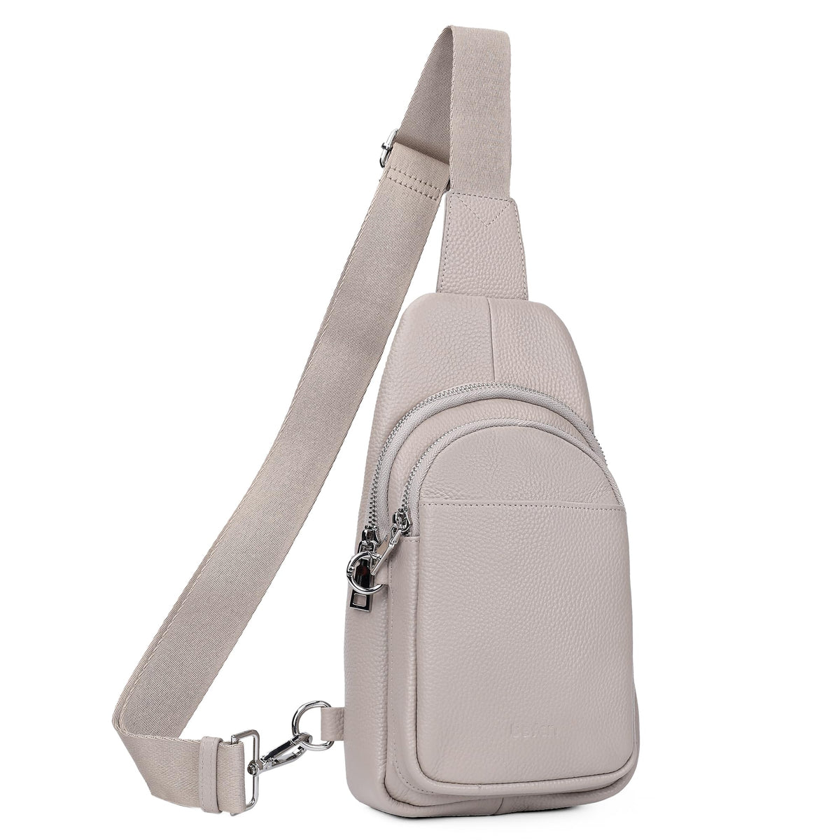 befen Soft Real Leather Small Sling Bag for Women Anti Theft Crossbody Bags Fanny Packs Travel Purses with RFID Blocking Card Slots Beige Grey