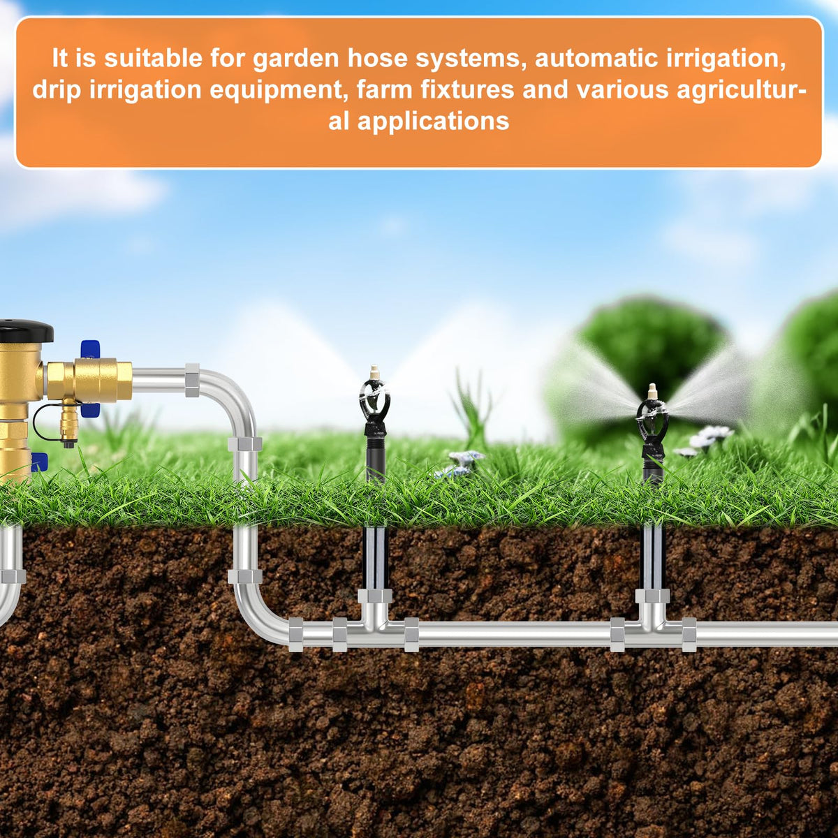 GASHER 6Pcs 1/2 Inch MNPT PVC Male Pipe Thread Sprinkler Head Pipe Riser Extension for Lawn Irrigation System,Length 12 Inch