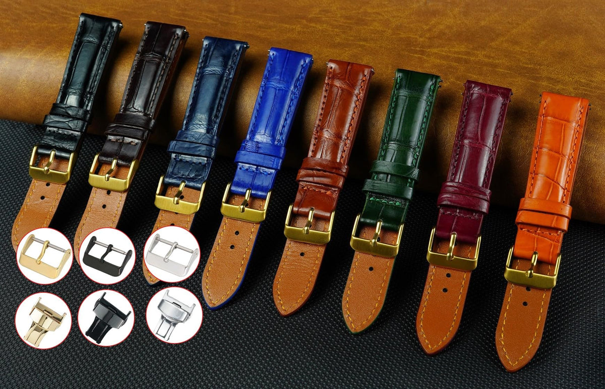 Premium 18mm Light Brown Watch Band for Men, Handcraft Leather Watch Strap, Easy Install Strap Gold Stainless Buckle Present Gift Husband Boyfriend Son Christmas Fathers Day Birthday DH06G18MM