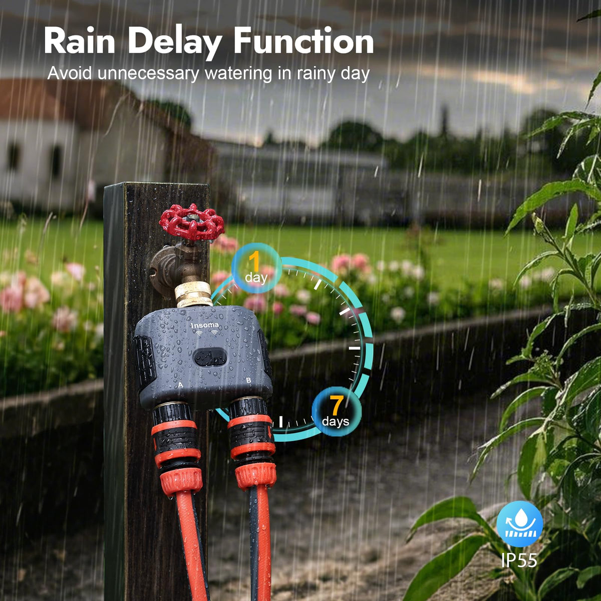 WiFi Water Timer for Garden Hose with Brass Inlet & Outlet,Smart Hose Timer with WiFi Hub, APP & Voice Control,Up to 20 Watering Plans, 2-Zone Sprinkler Drip Irrigation System Controller for Watering