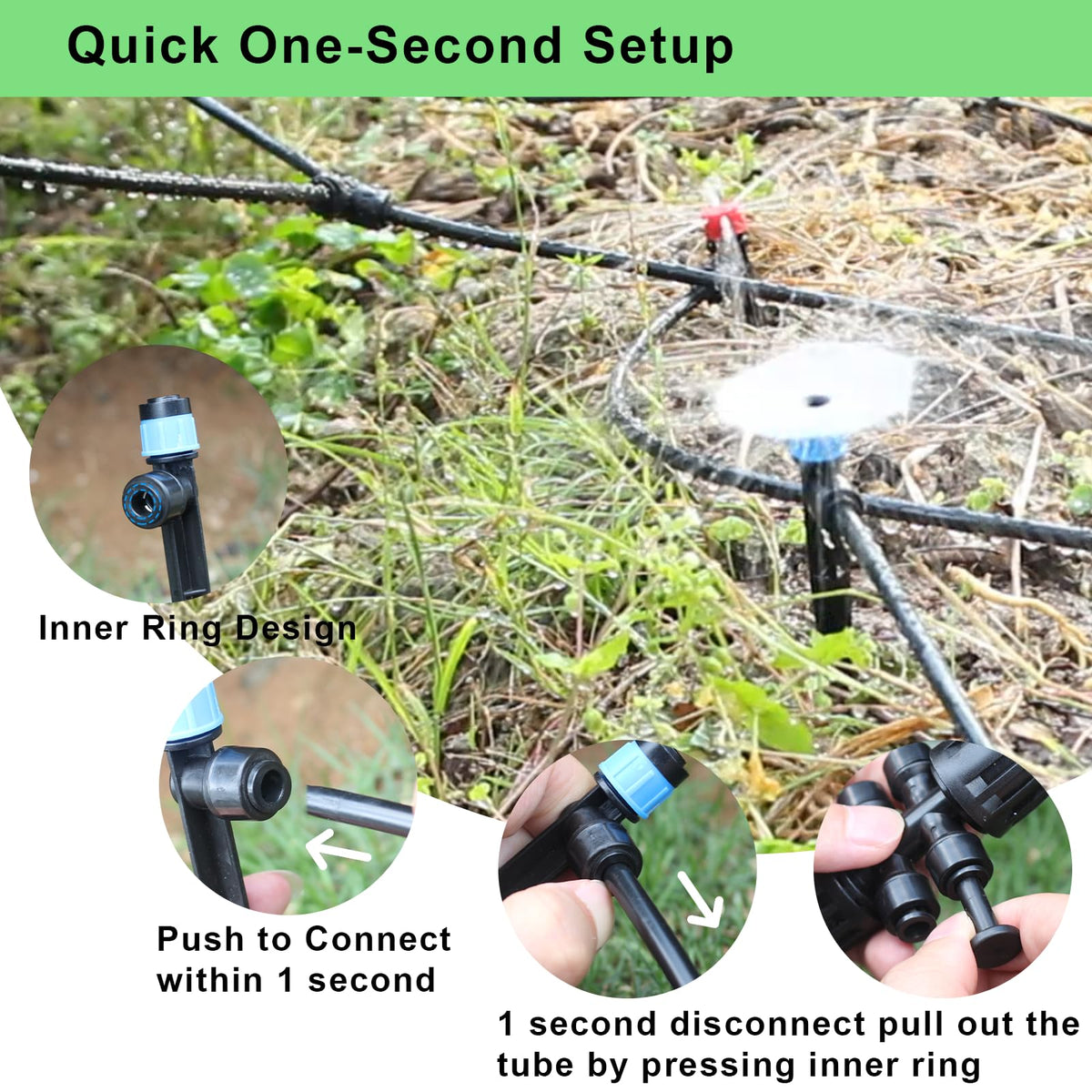 250FT Drip Irrigation Kit – 2026 New Quick-Connect Micro Irrigation System with 1/4'' 1/2'' Tubing, Locking Nozzle Emitters, Adjustable Misting Sprayers for Gardens, Lawns,Raised Beds and Greenhouses