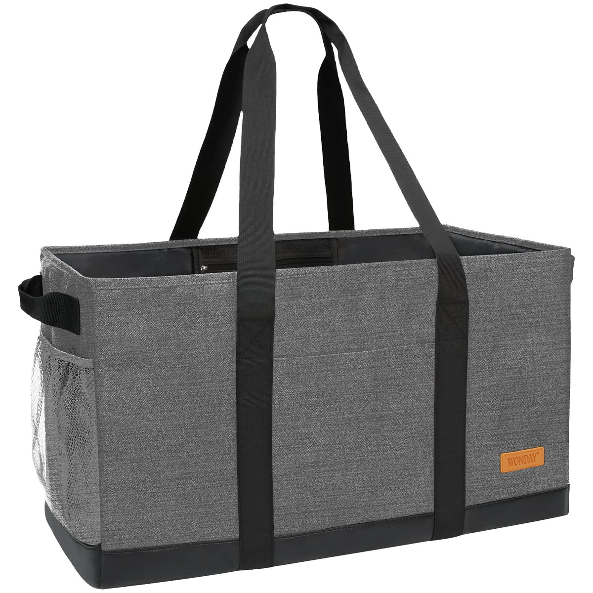 WONDAY Extra Large Utility Tote Bag - Standing Reusable Grocery Bag with Handle, Collapsible Storage for Shopping, Beach