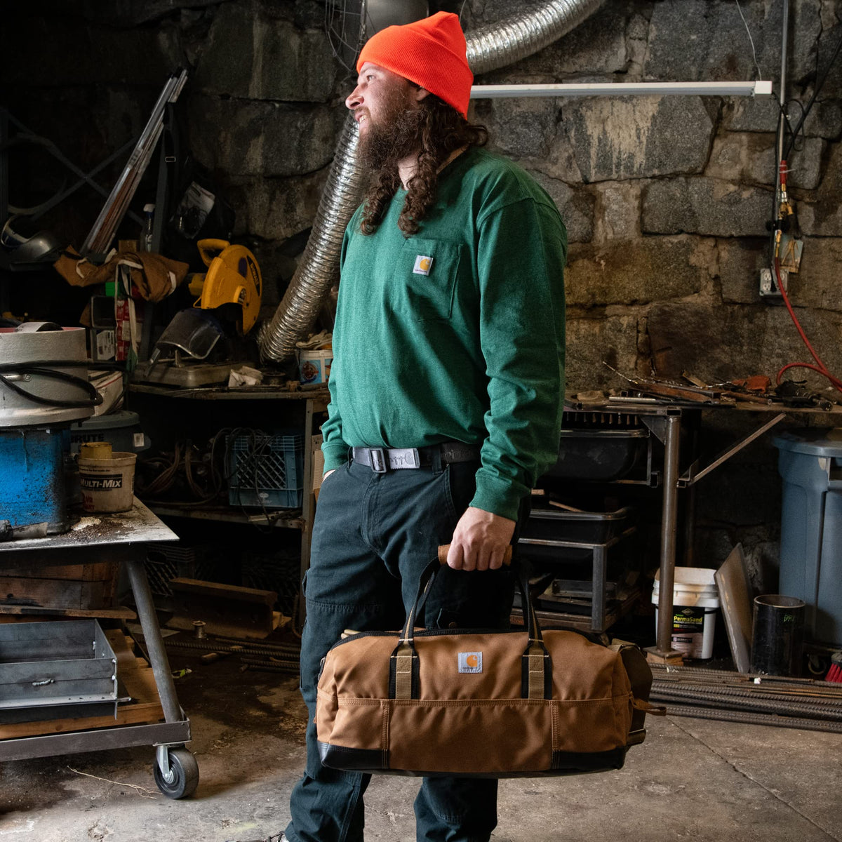 Carhartt Classic Duffels, Heavy-Duty Bag for Jobsite, Gym, & Travel, 35L, Carhartt Brown